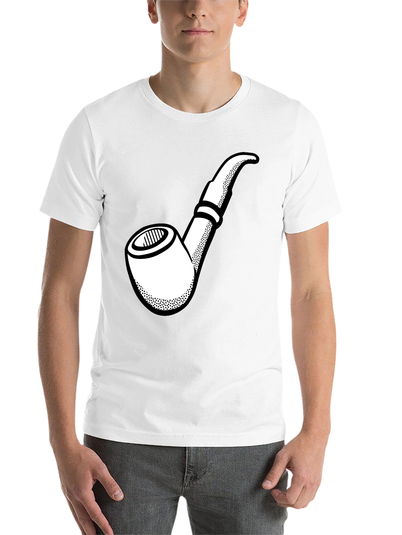 Black Smoking Pipe Graphic T-Shirt - Black Cotton Tee view 14