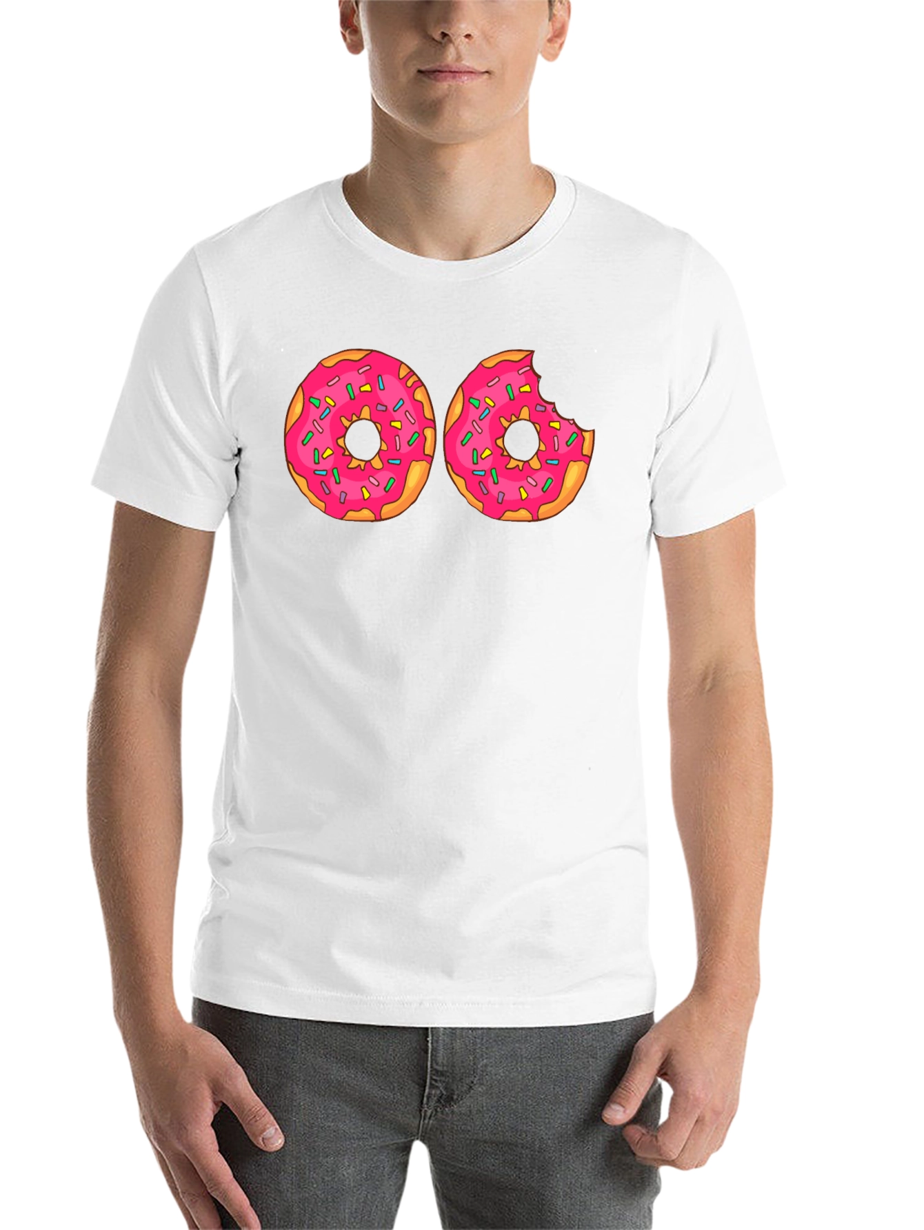 Black Donut Graphic T-Shirt - Pink Frosted Donuts Tee view 14