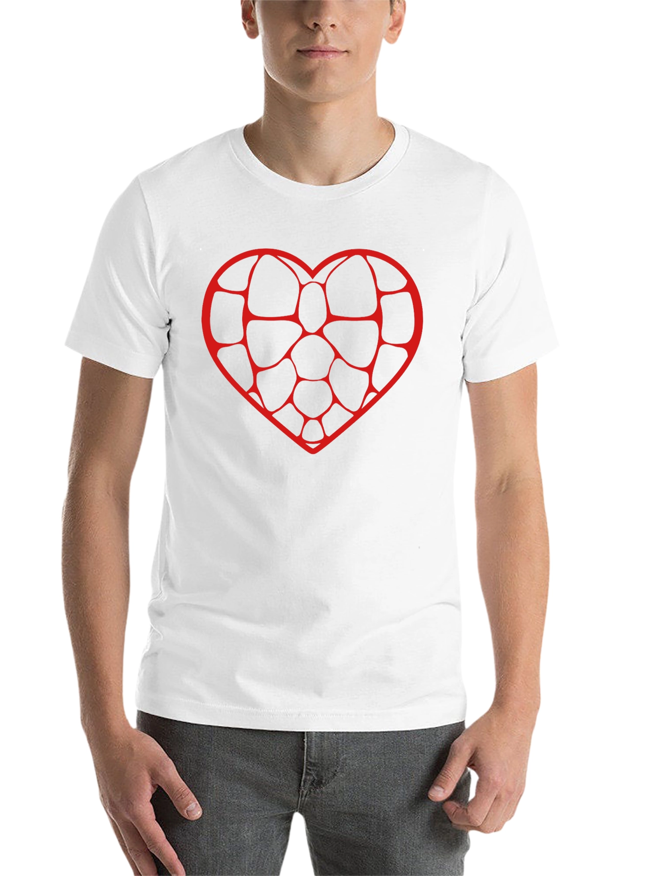 Black Geometric Heart Graphic Tee - Men's Black T-Shirt view 14