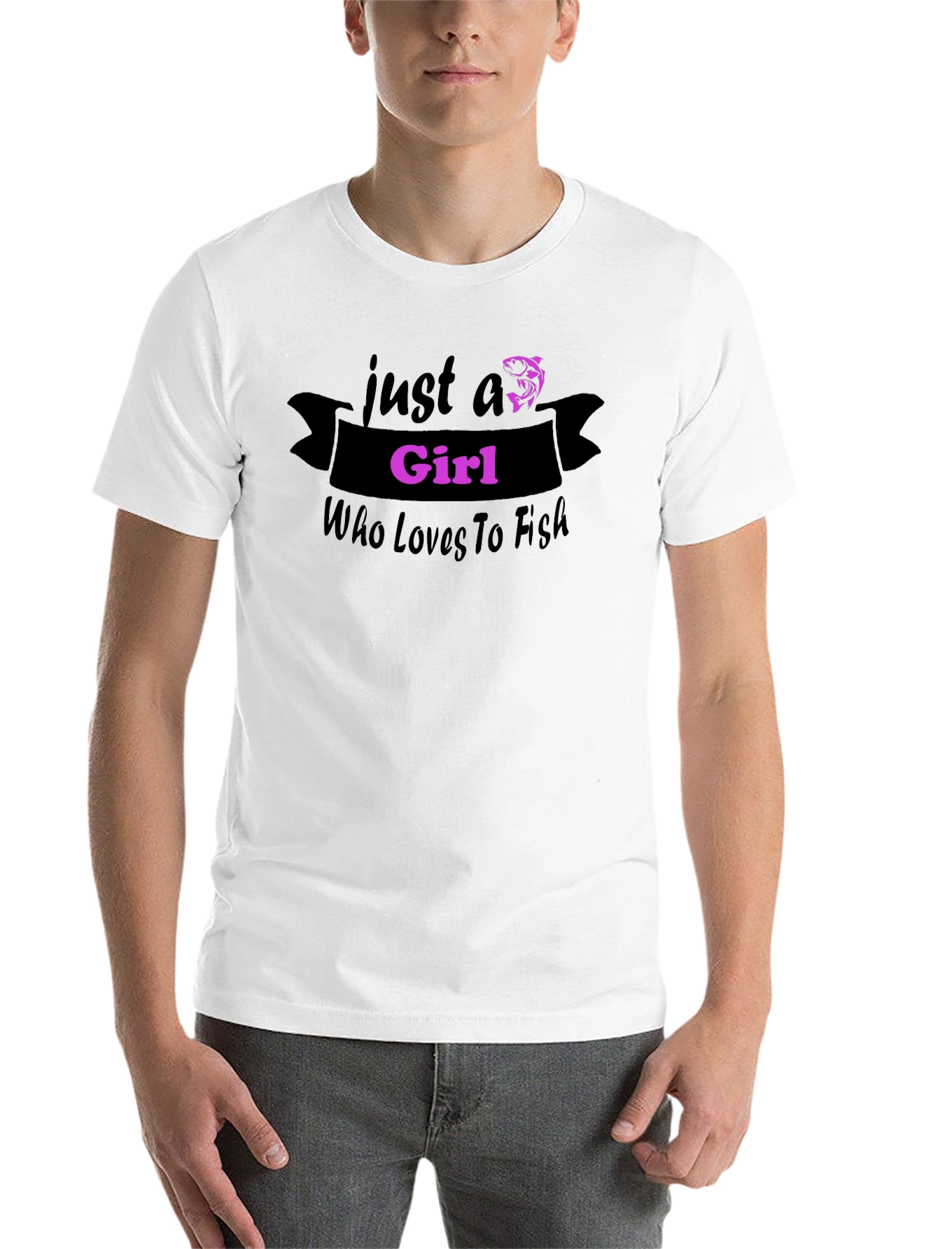 Black Just a Girl Who Loves to Fish T-Shirt view 14