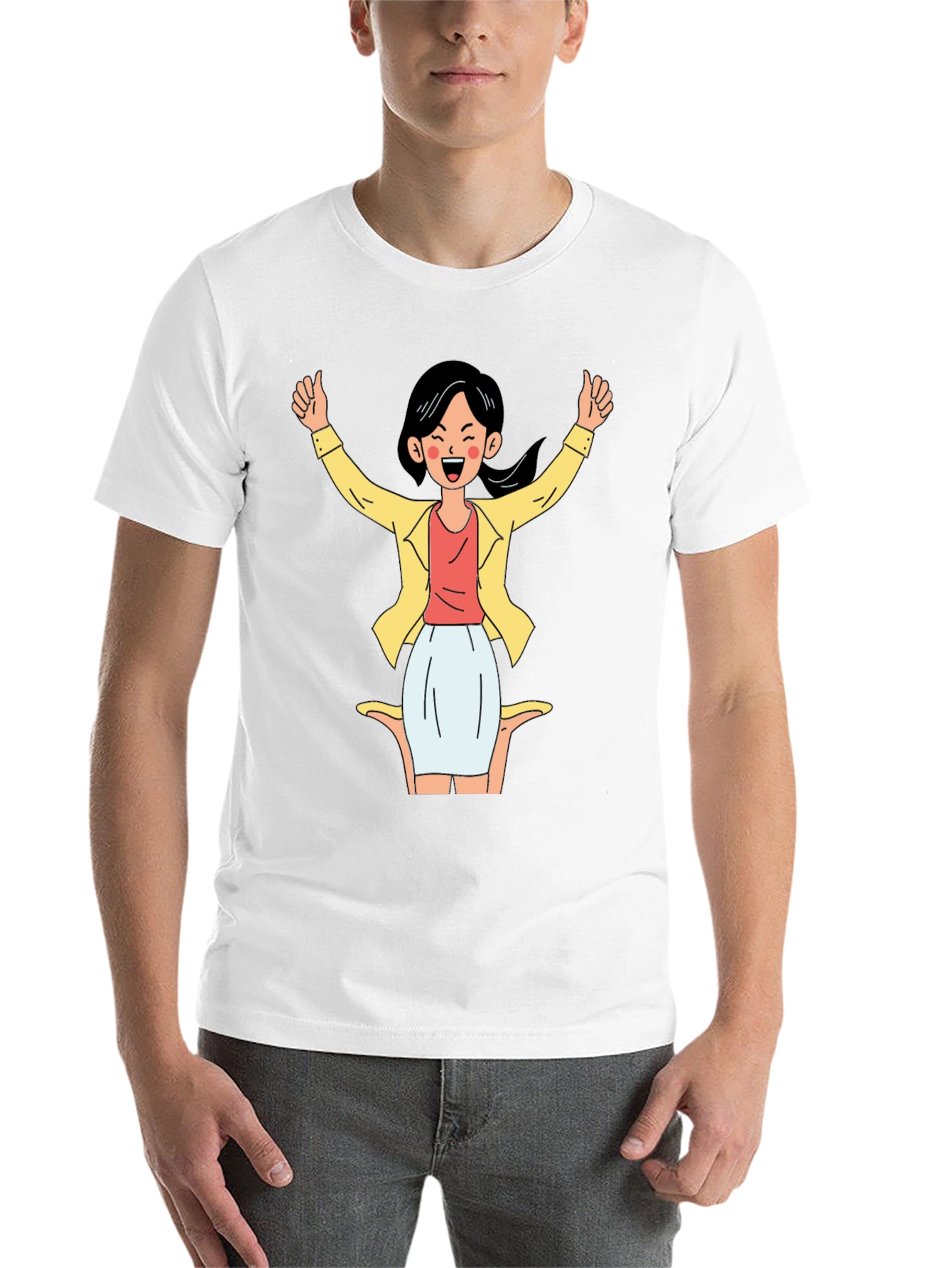 Black Black T-Shirt with Cartoon Woman Graphic view 14