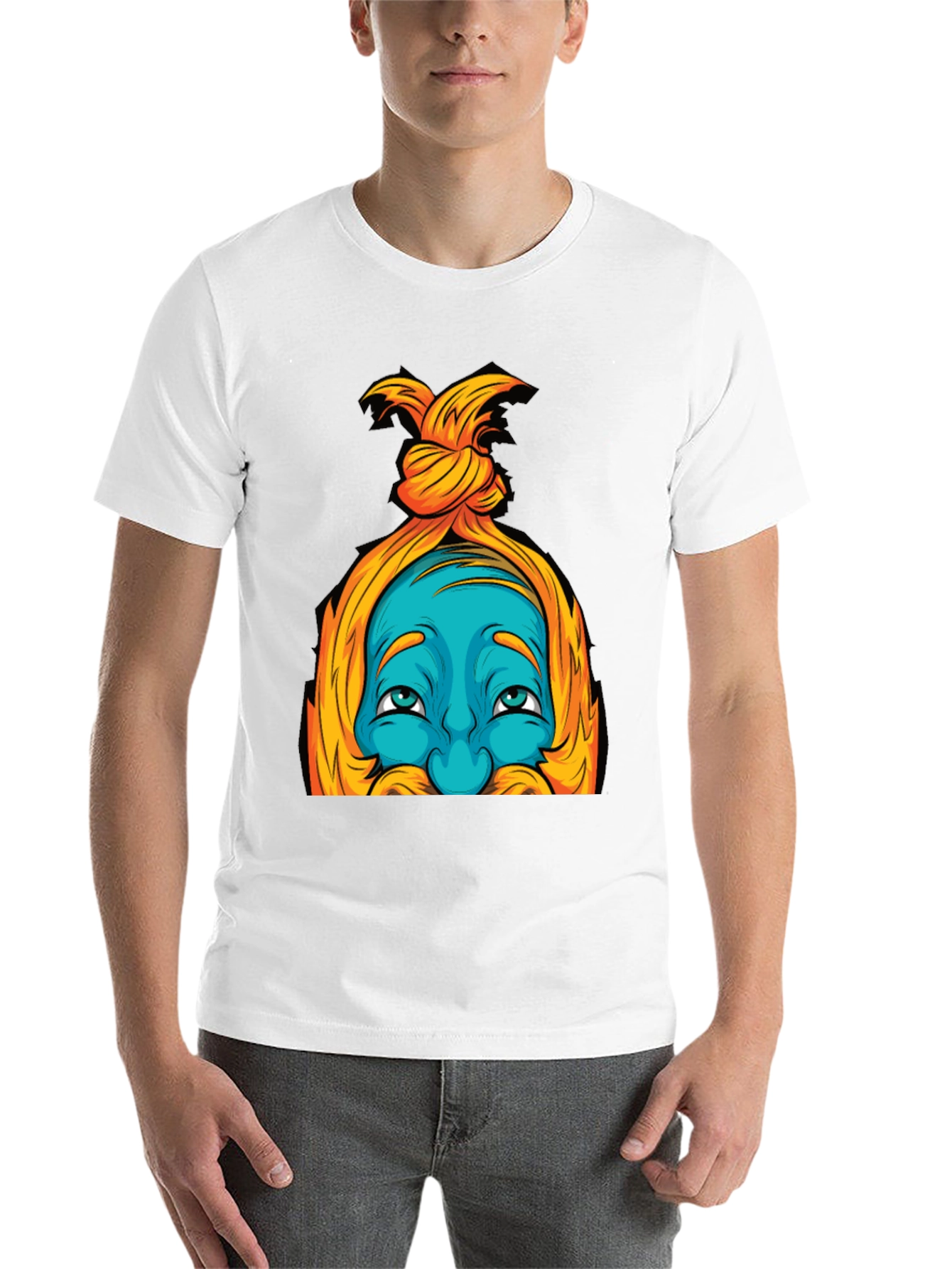 Black Blue Cartoon Face Graphic T-Shirt view 14