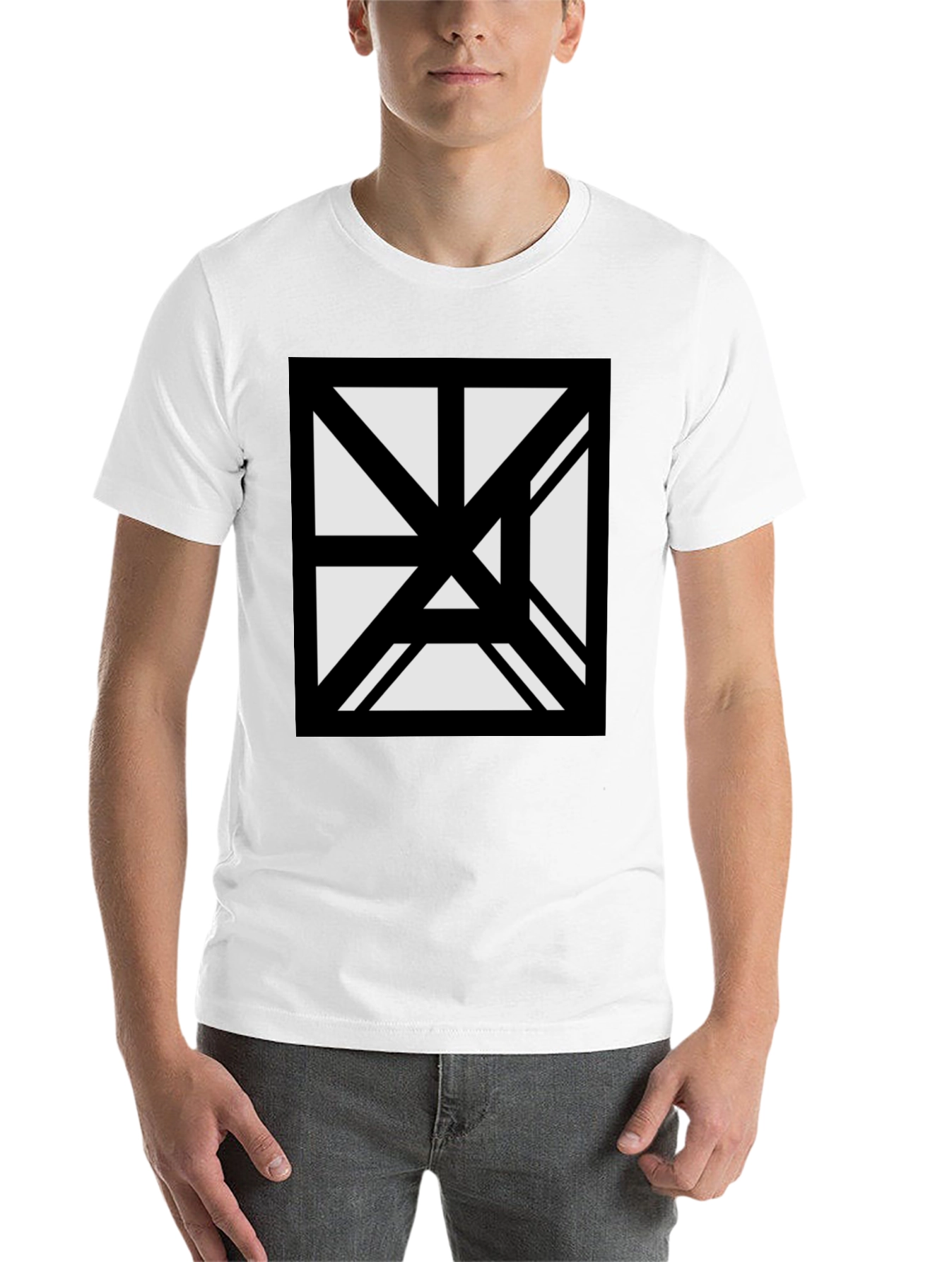 Black Abstract Geometric Graphic Black T-Shirt view 14
