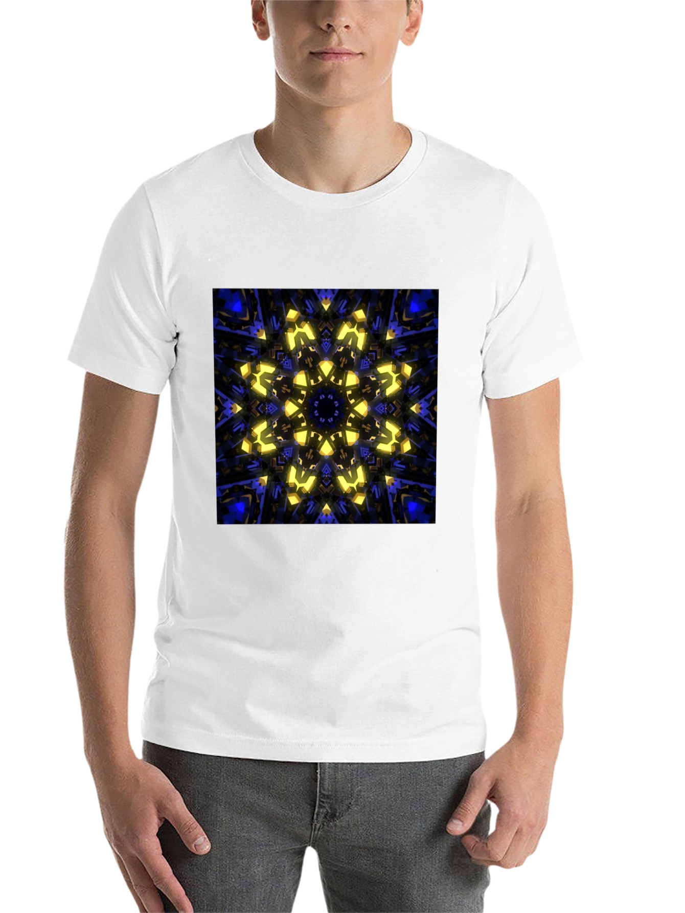 Black Abstract Kaleidoscope Graphic Print Black T-Shirt view 14