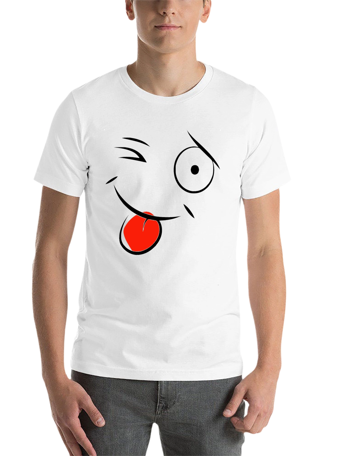 Black Funny Face Graphic Black T-Shirt view 14