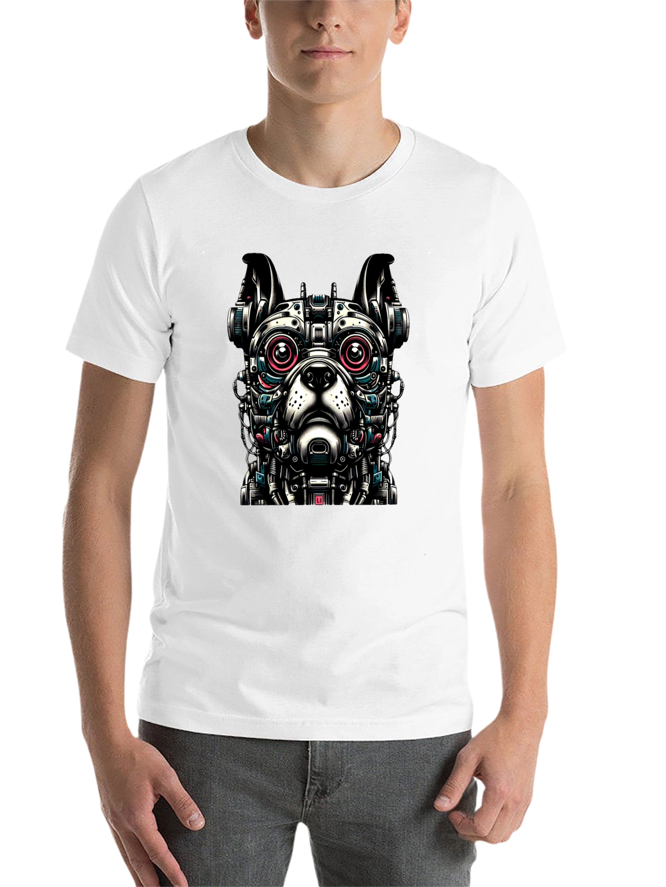 Black Robot Dog Graphic T-Shirt - Unique Design view 14
