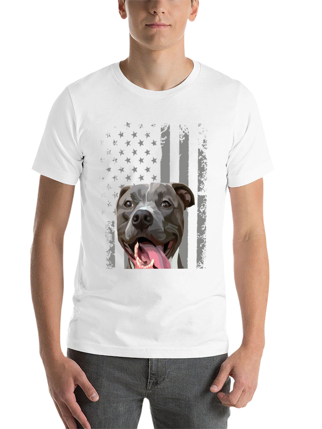 Black American Pitbull Flag T-Shirt view 14