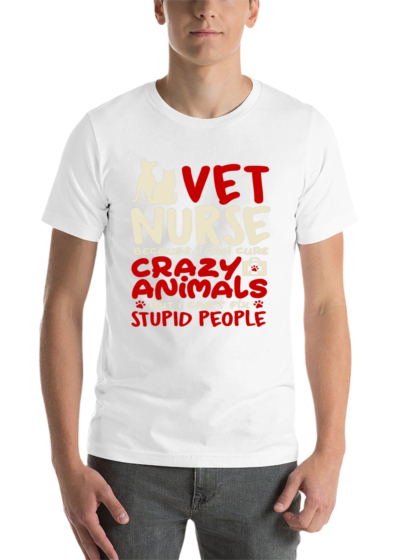 Black Vet Nurse T-Shirt: Cure Animals, Not Stupid People view 14