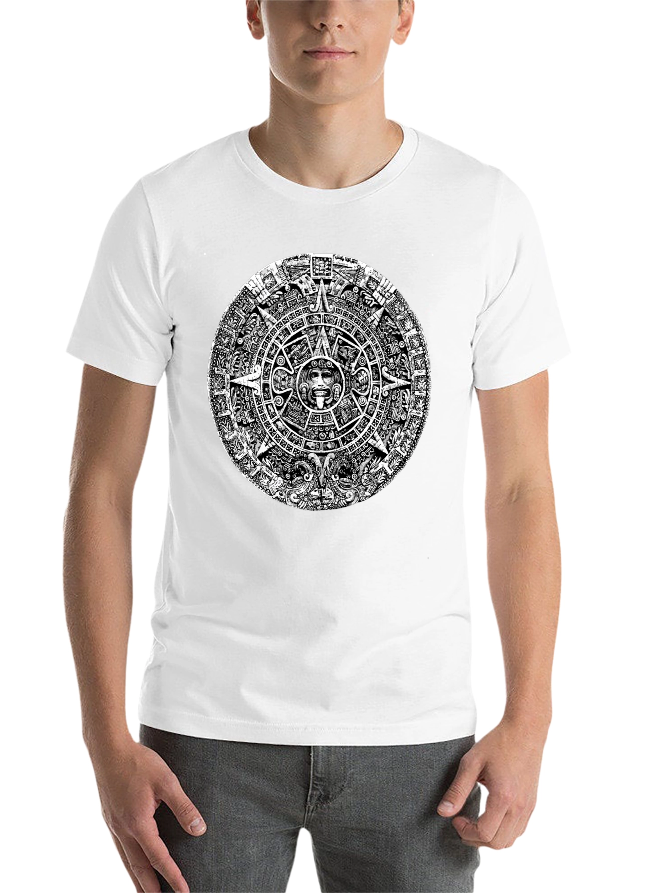 Black Aztec Calendar Graphic Tee - Black view 14