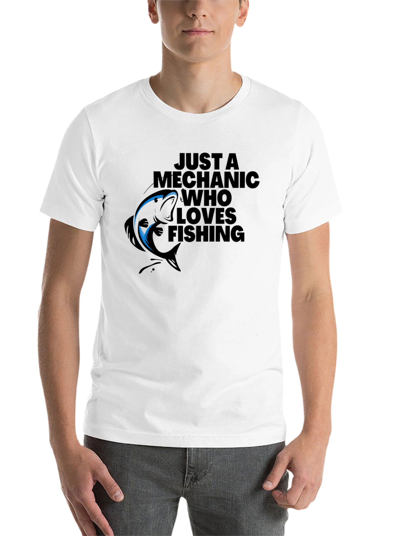 Black Mechanic Who Loves Fishing Black Graphic T-Shirt view 14