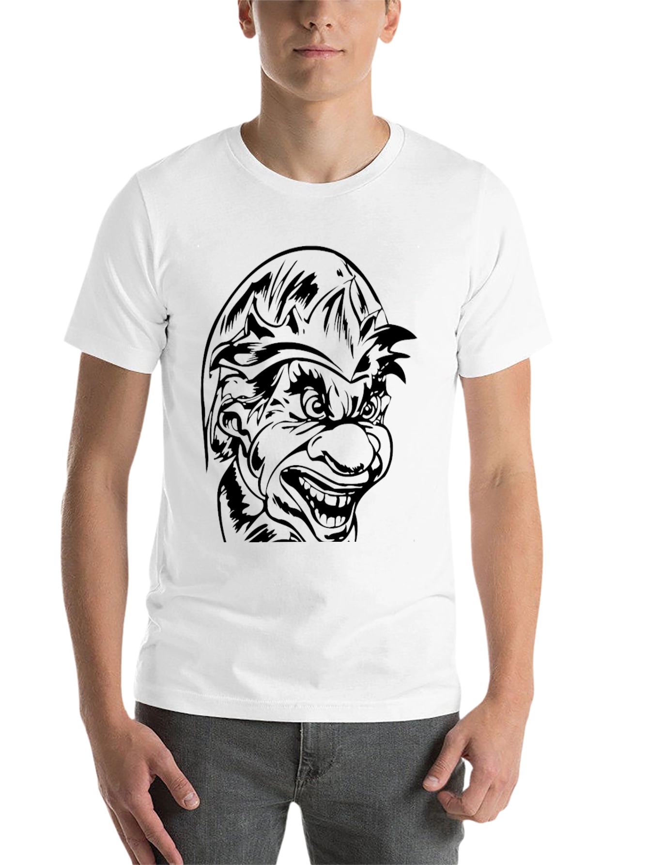 Black Men's Black T-Shirt - Goblin Face Graphic Tee view 14