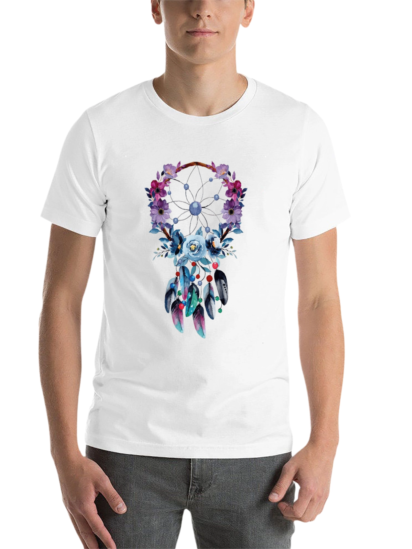 Black Floral Dreamcatcher Graphic Tee - Stylish Comfort view 14