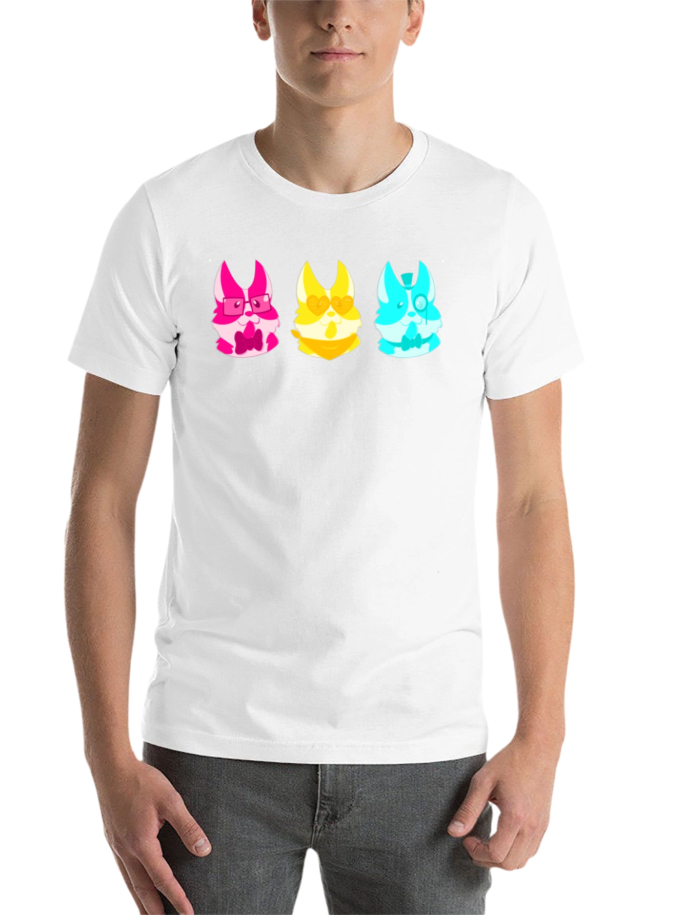 Black Trendy Tee with Kawaii Animal Character Trio view 14