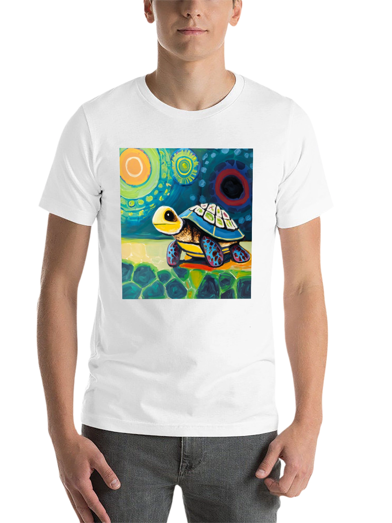 Black Artistic Turtle Graphic Tee - Unique Design view 14