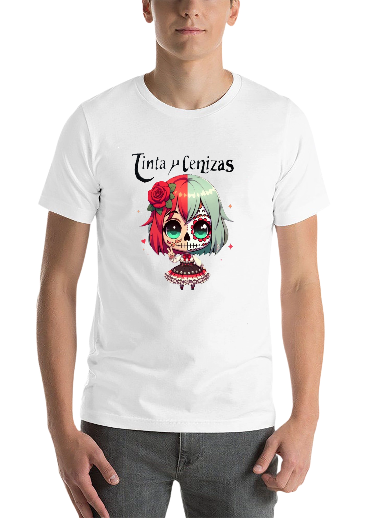 Black Sugar Skull Girl Anime T-Shirt view 14