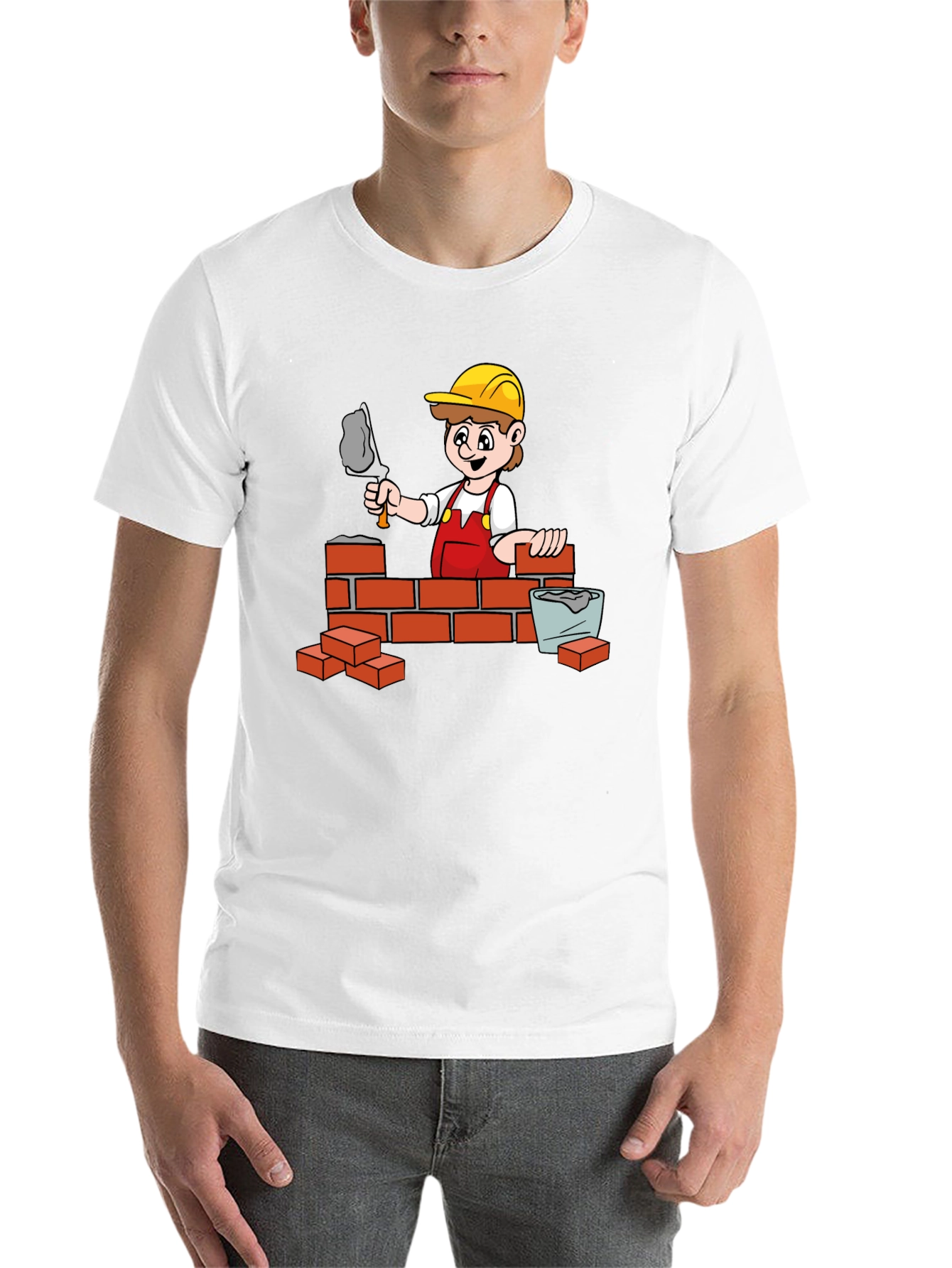 Black Construction Cartoon Graphic T-Shirt view 14