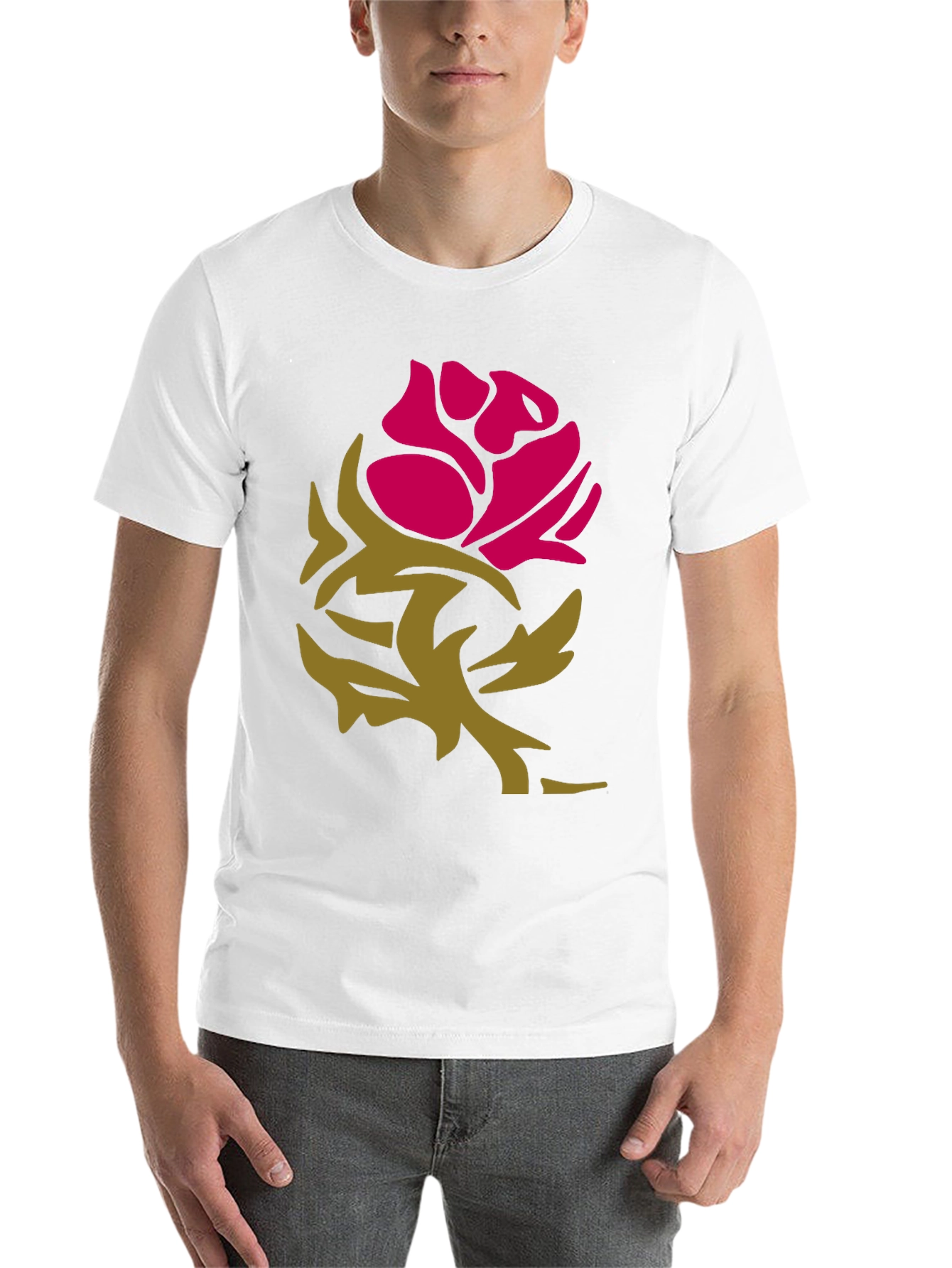 Black Stylish Rose Graphic Black T-Shirt view 14