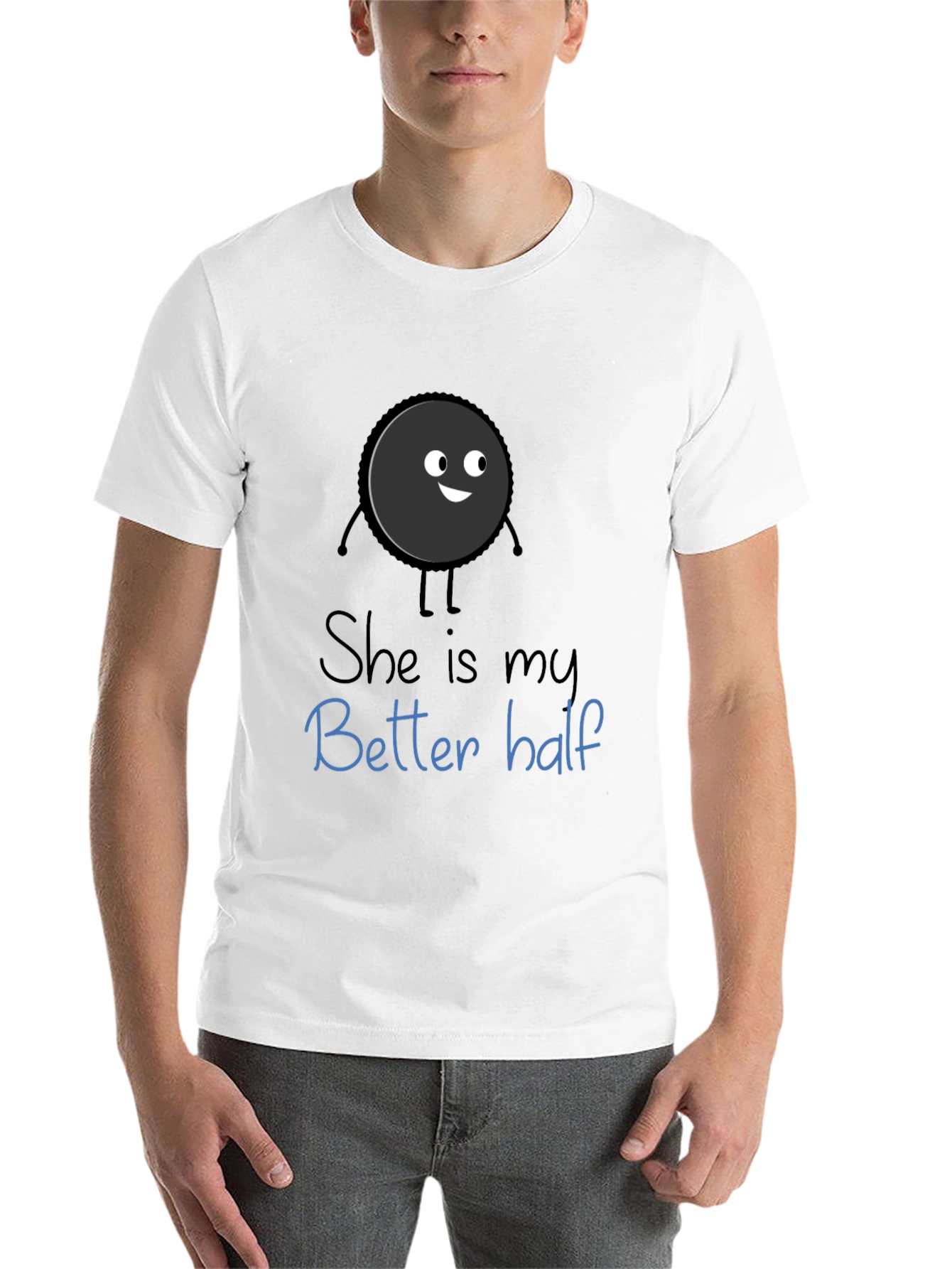Black Funny Couples T-Shirt - She is my Better Half view 14