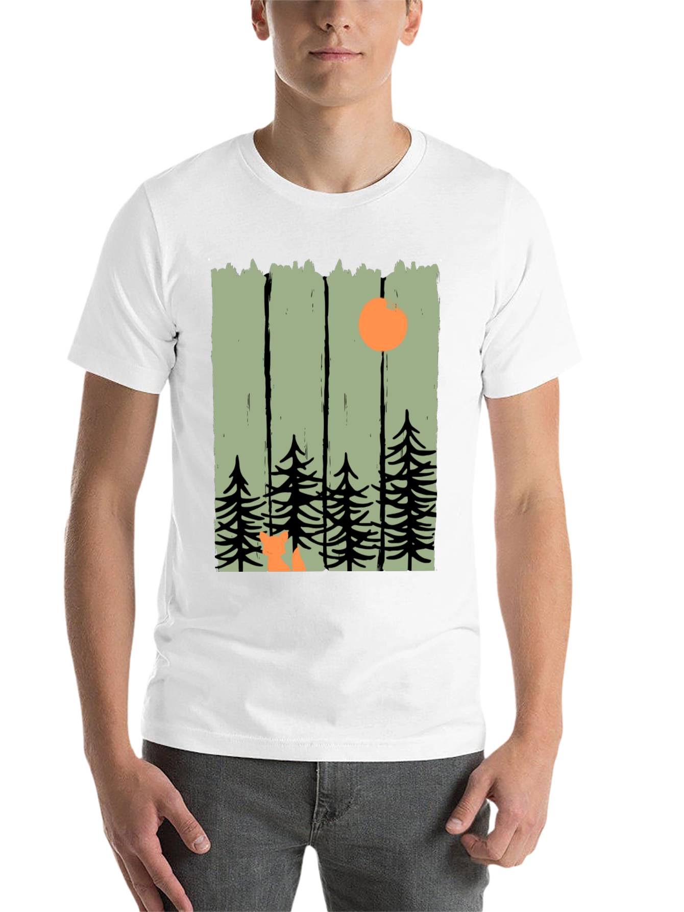 Black Nature Inspired Graphic Tee - Fox in the Forest view 14
