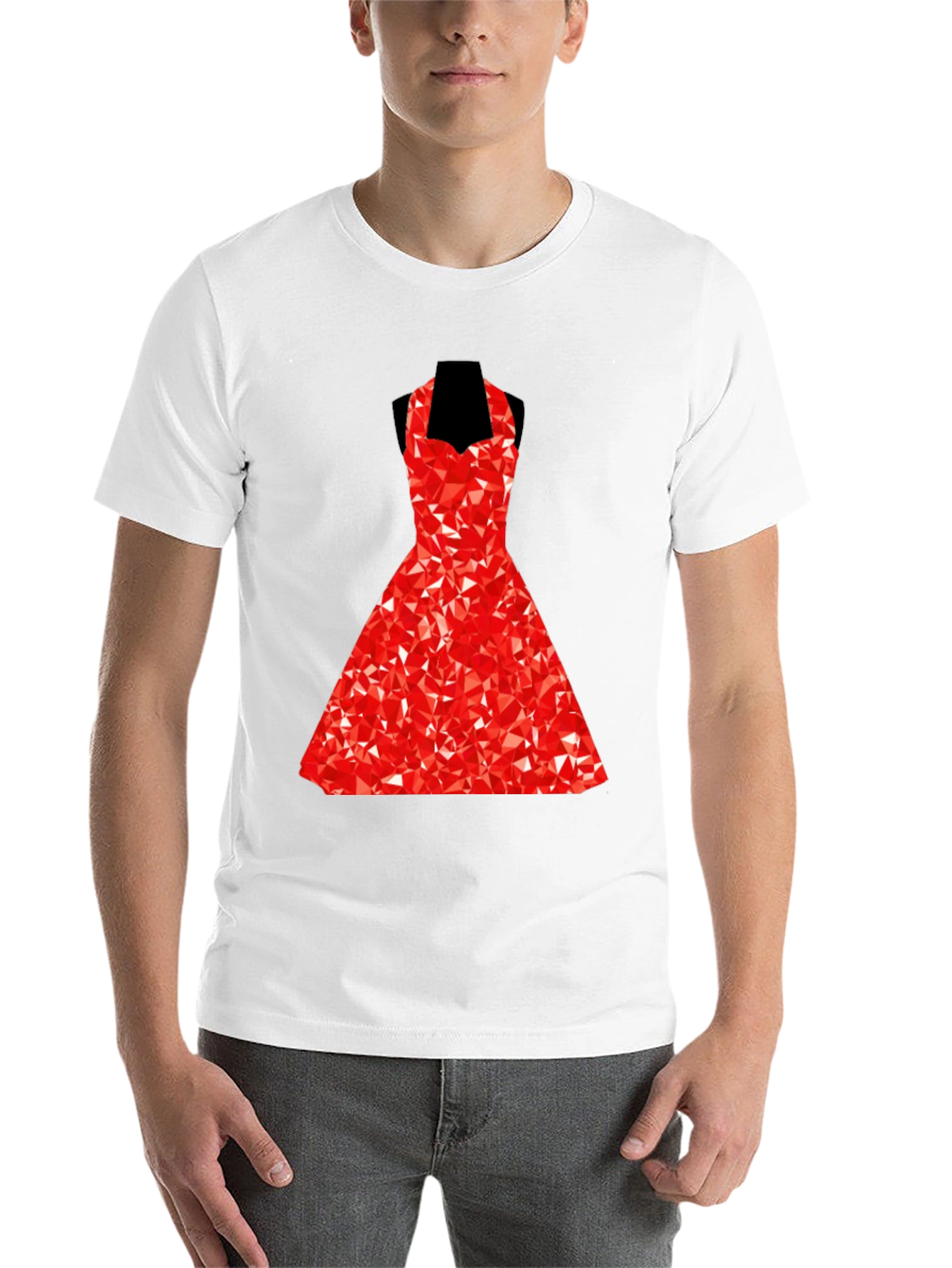 Black Geometric Red Dress Graphic T-Shirt view 14