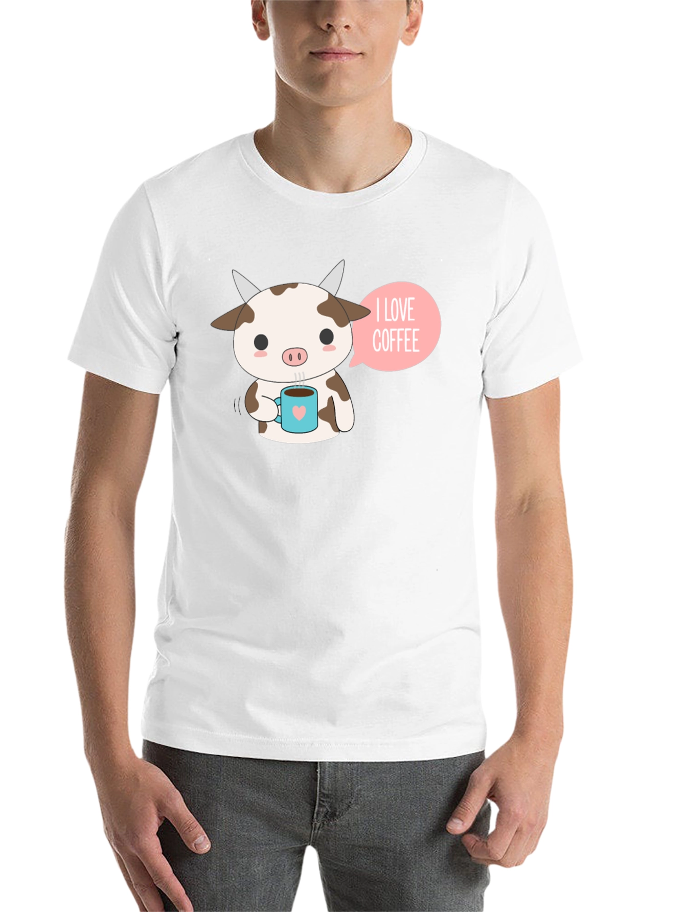 Black Cute Cow Coffee Lover Graphic T-Shirt view 14