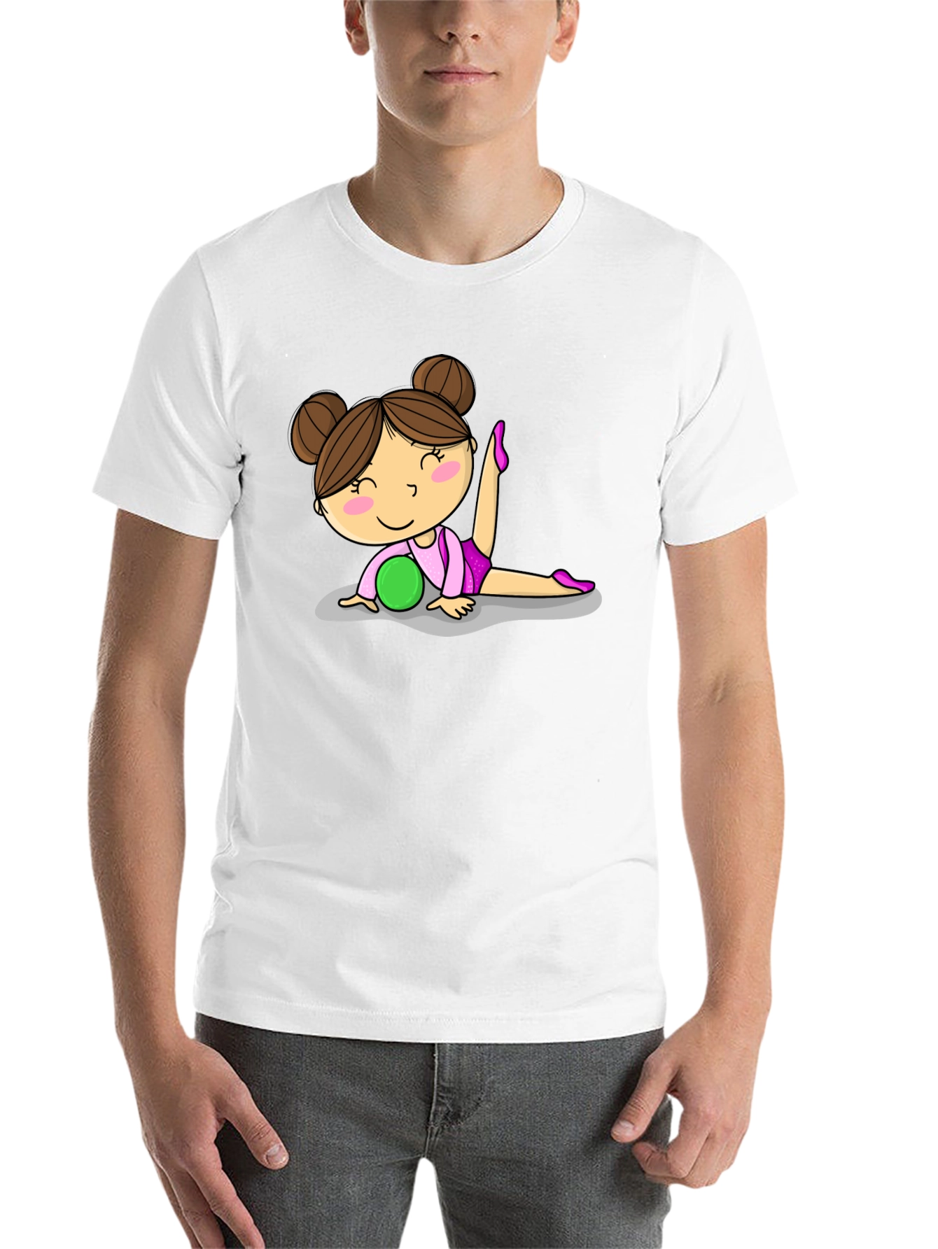 Gymnast Girl Graphic Tee - Black Cotton T-Shirt - 14
