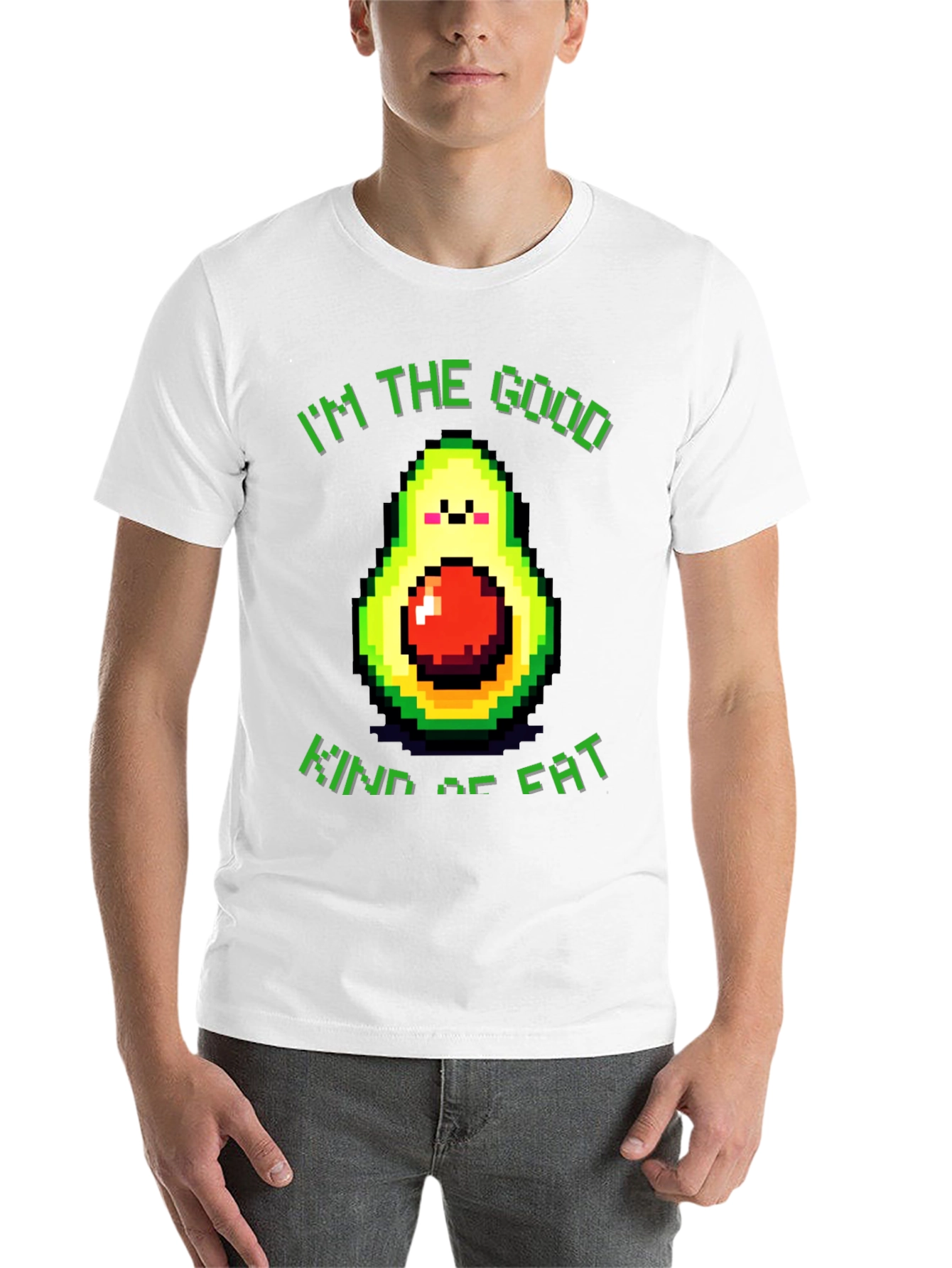 Black Funny Avocado T-Shirt - "I'm the Good Kind of Fat" view 14
