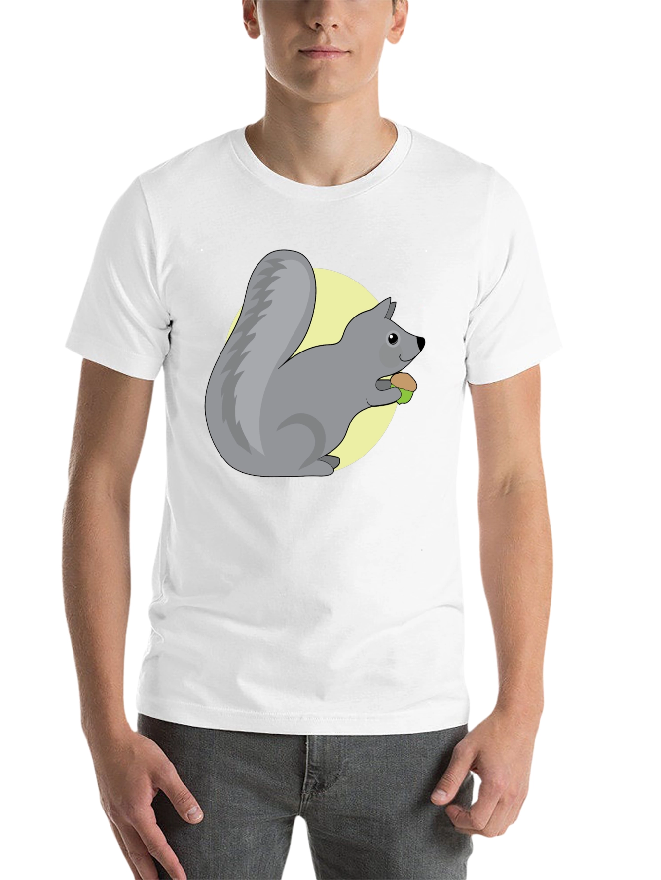 Cute Squirrel Eating Nut Graphic Tee - Black - 14