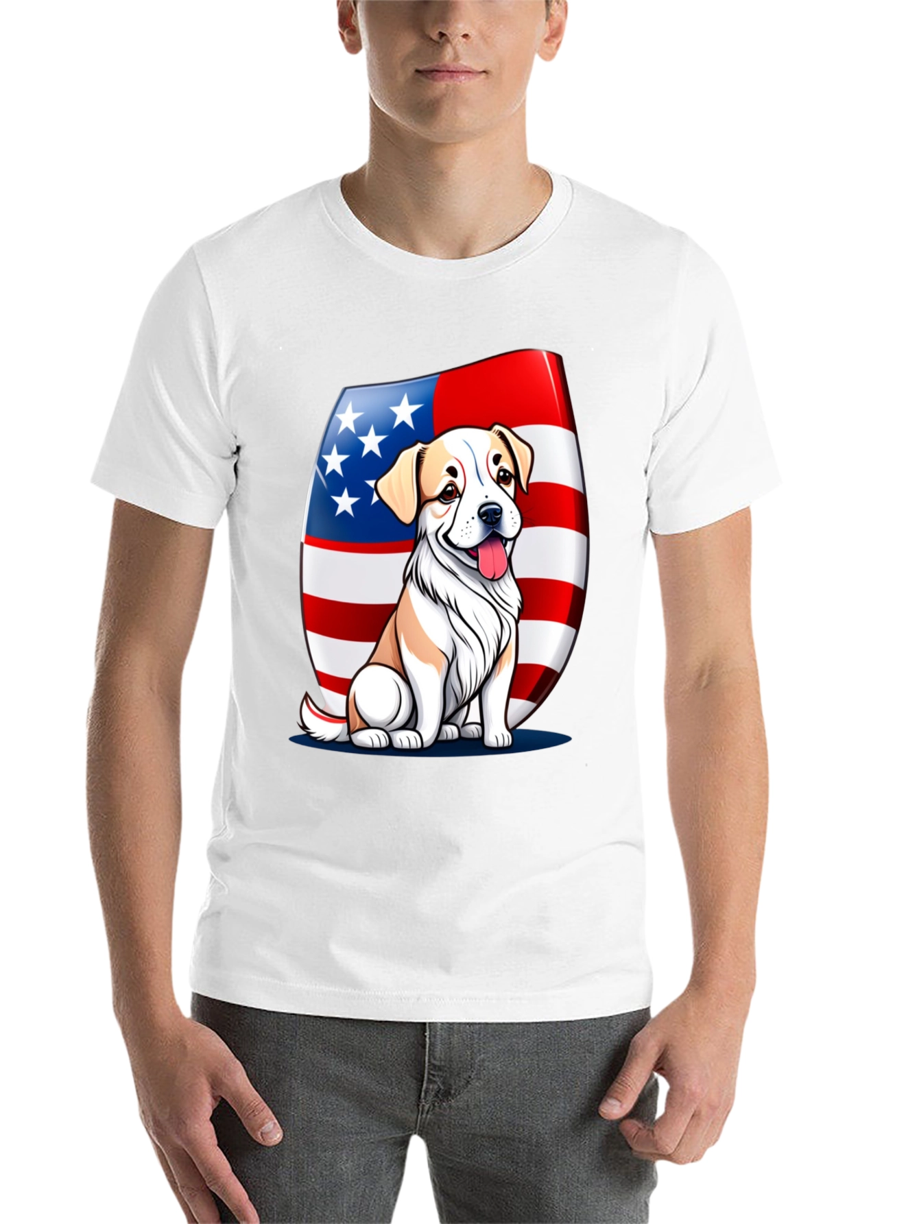Black Patriotic Dog T-Shirt: USA Flag & Cute Pup view 14