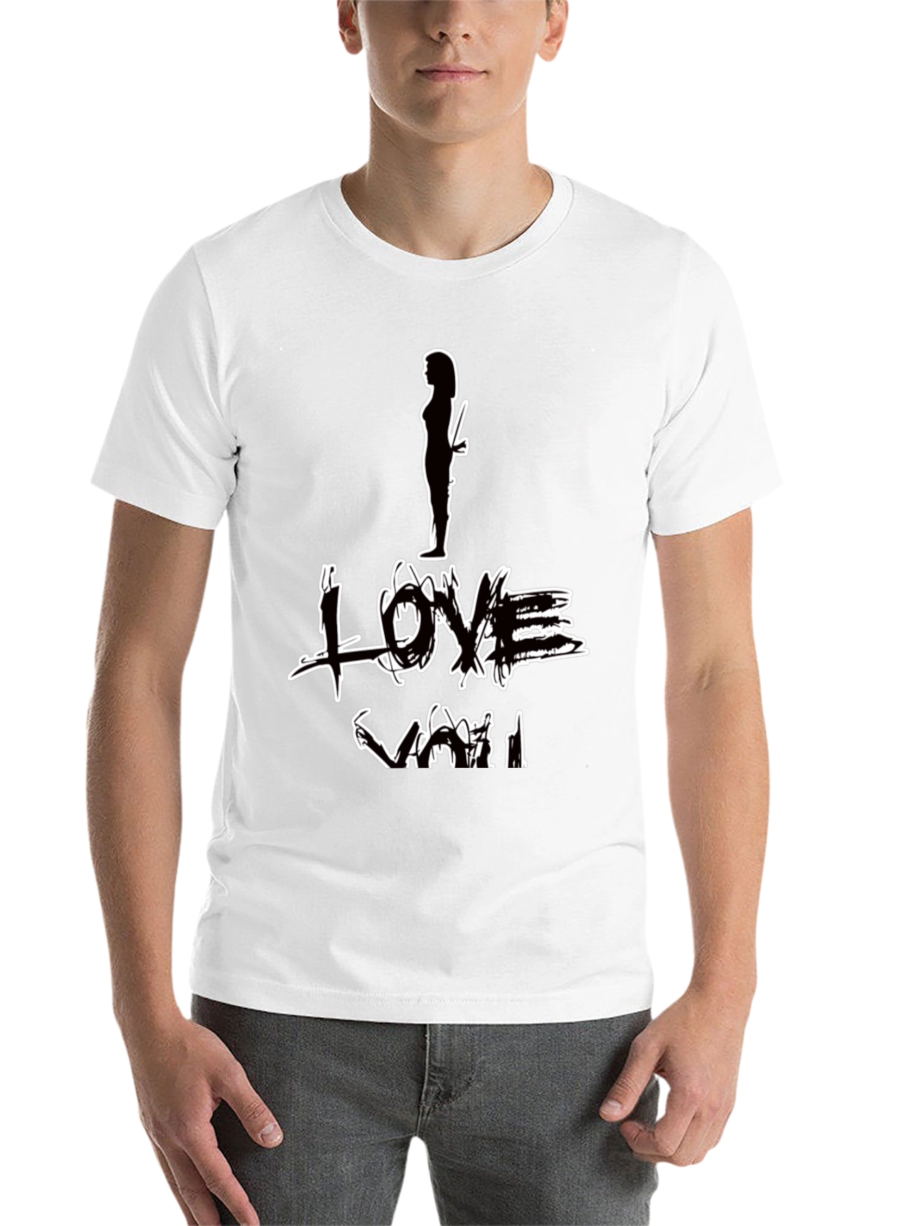 Black I Love You Graphic Print Black T-Shirt view 14