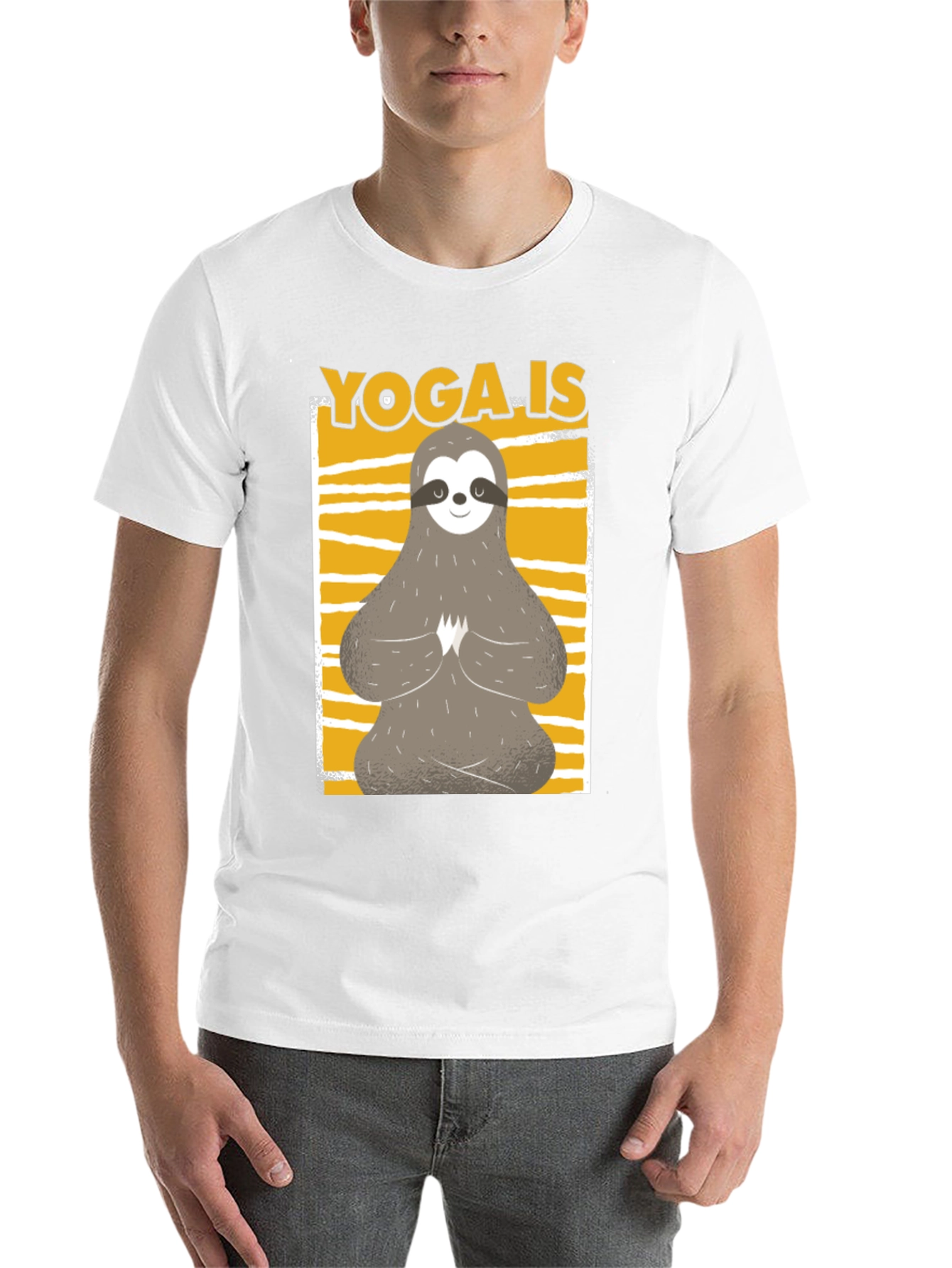 Black Yoga Sloth Graphic Tee - Relaxed Fit Black T-Shirt view 14