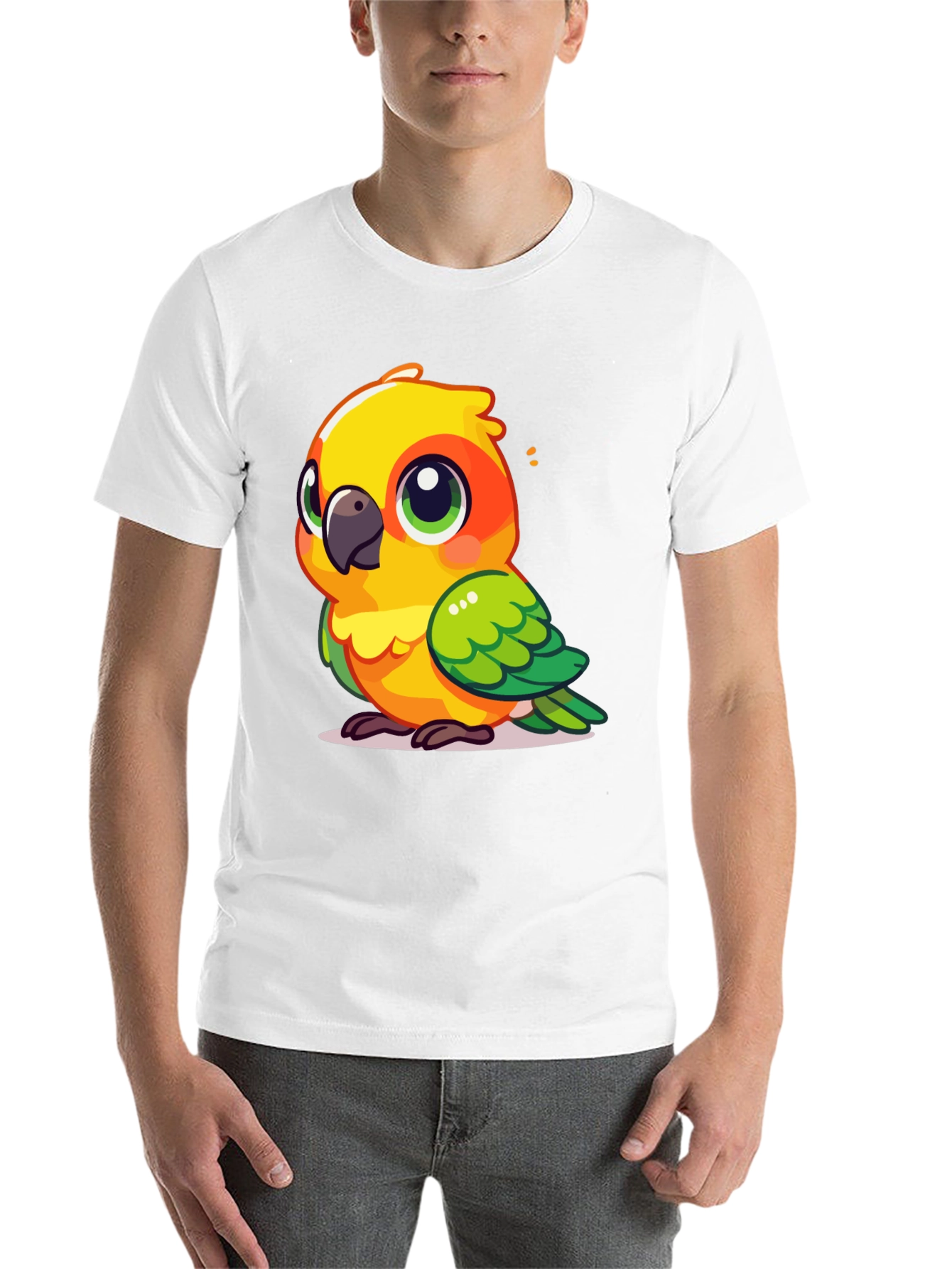 Black Cute Parrot Graphic Tee - Fun Bird Lover's T-Shirt view 14