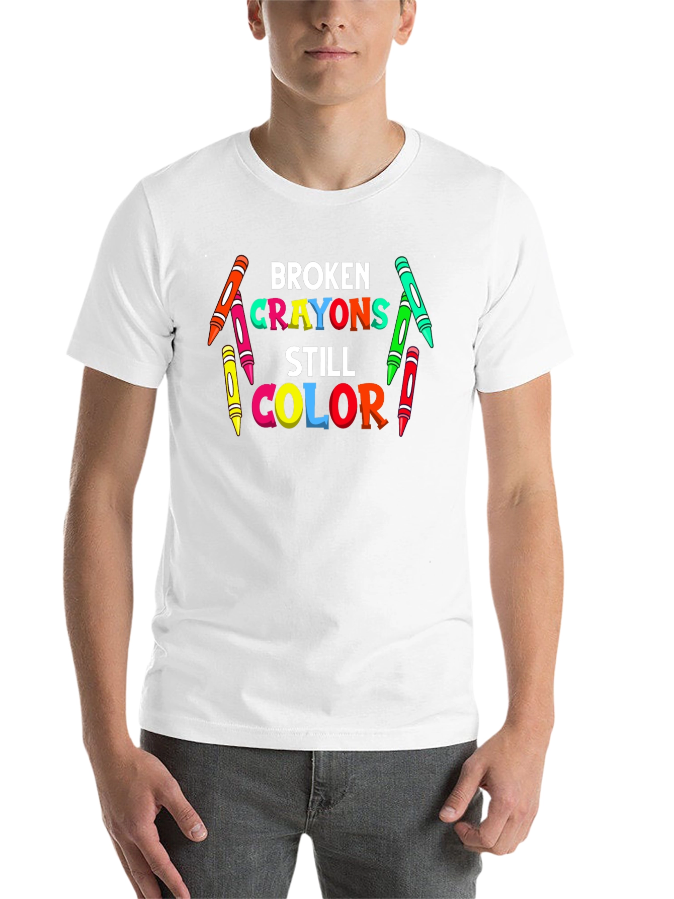 Black Broken Crayons Still Color T-Shirt view 14
