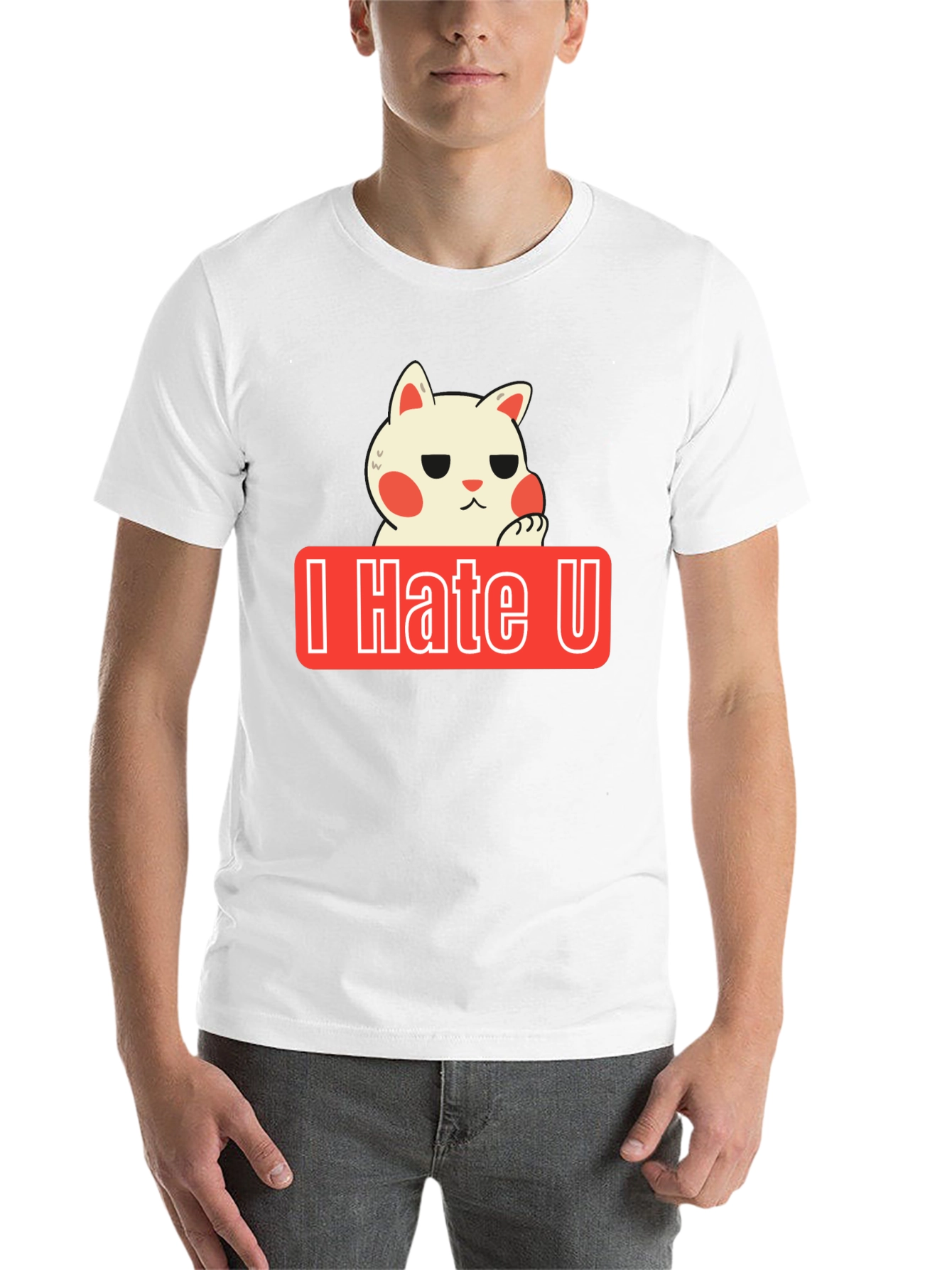 Black I Hate U Cat Graphic Tee - Funny Novelty Shirt view 14