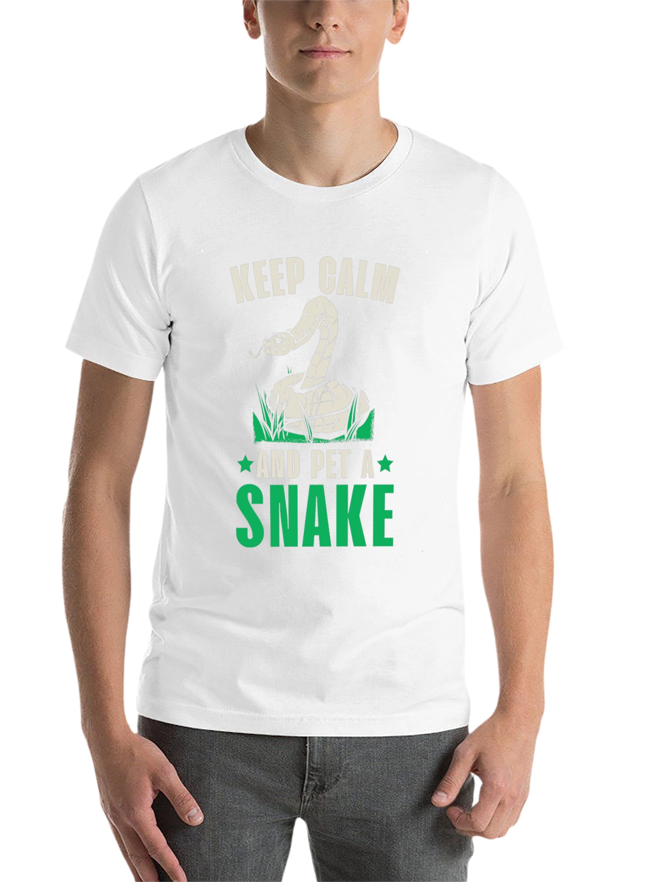Black Keep Calm and Pet A Snake Graphic T-Shirt view 14