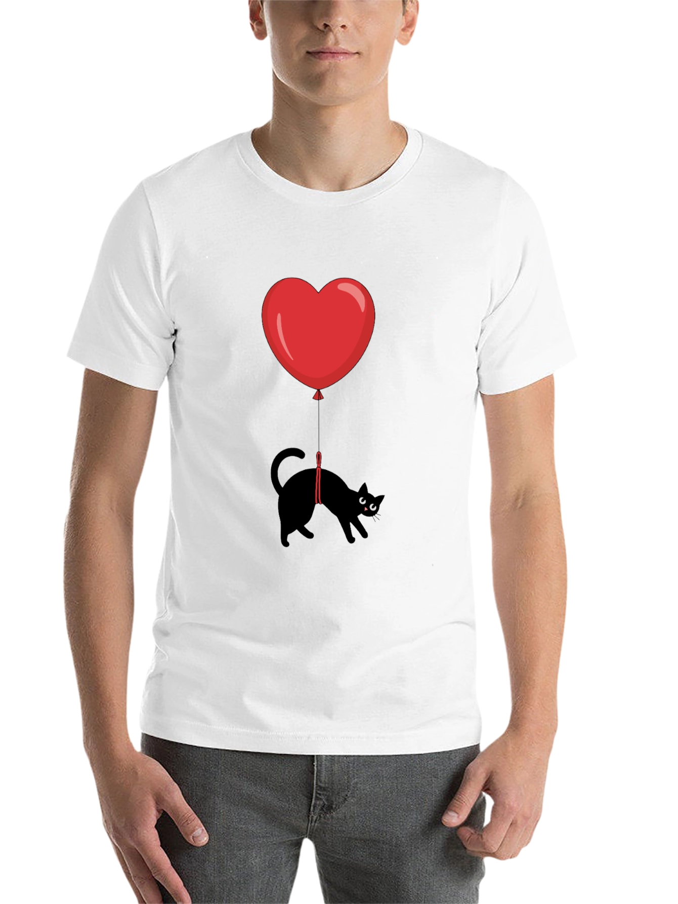 Black Black Cat Heart Balloon T-Shirt view 14