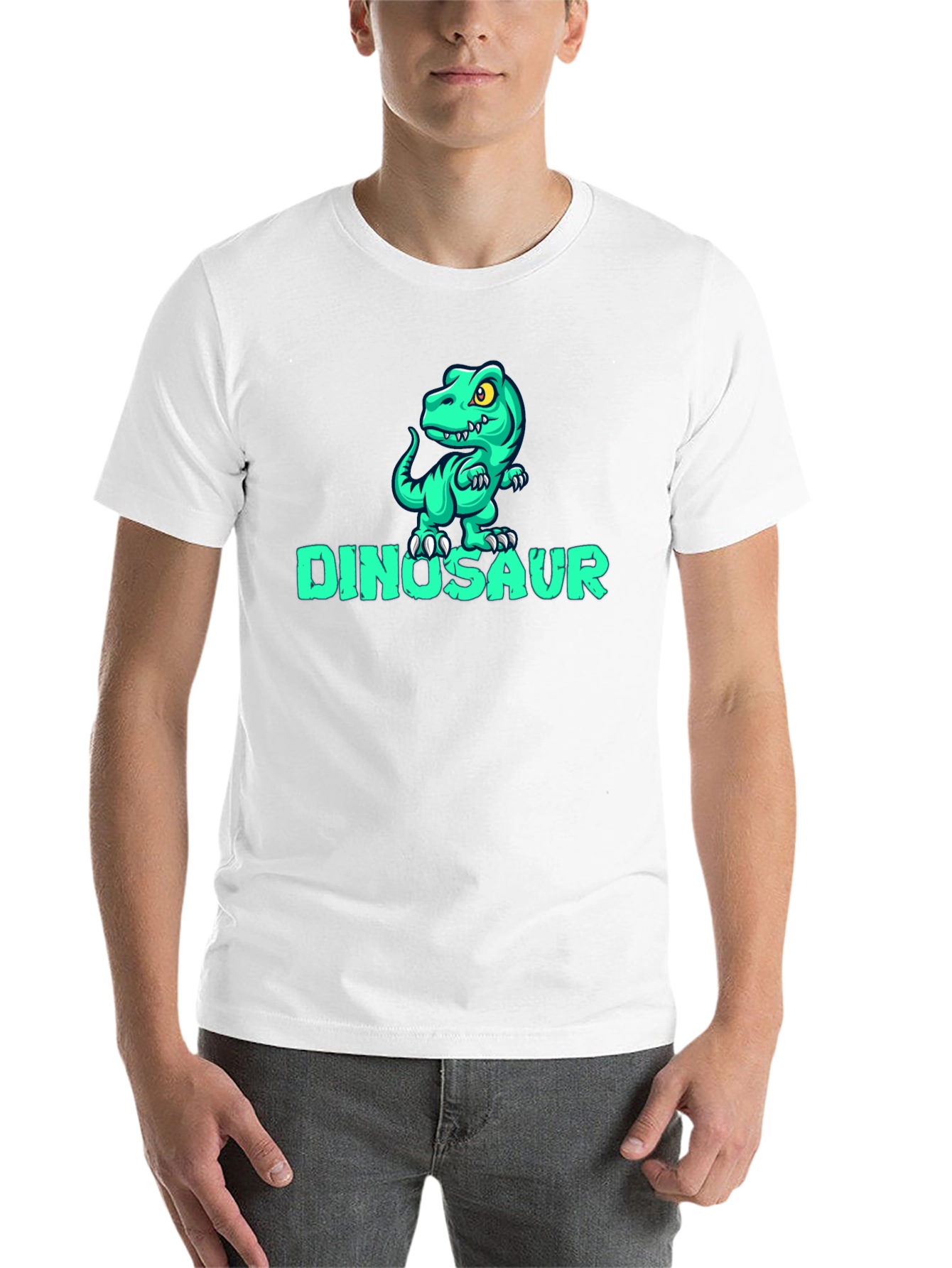 Black Dinosaur Cartoon Graphic Black T-Shirt view 14