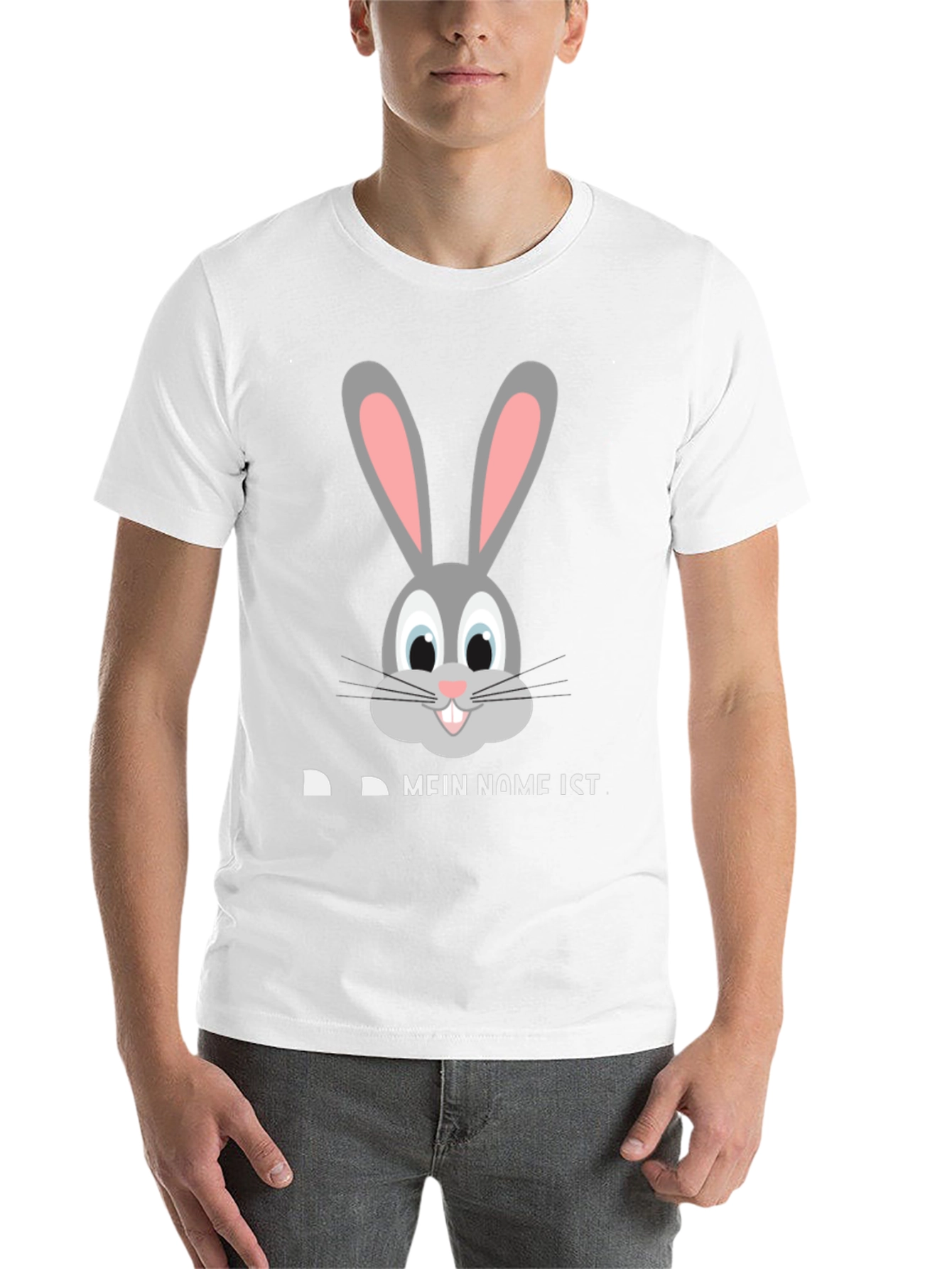 Black Funny Rabbit Face T-Shirt - "My Name Is..." Design view 14