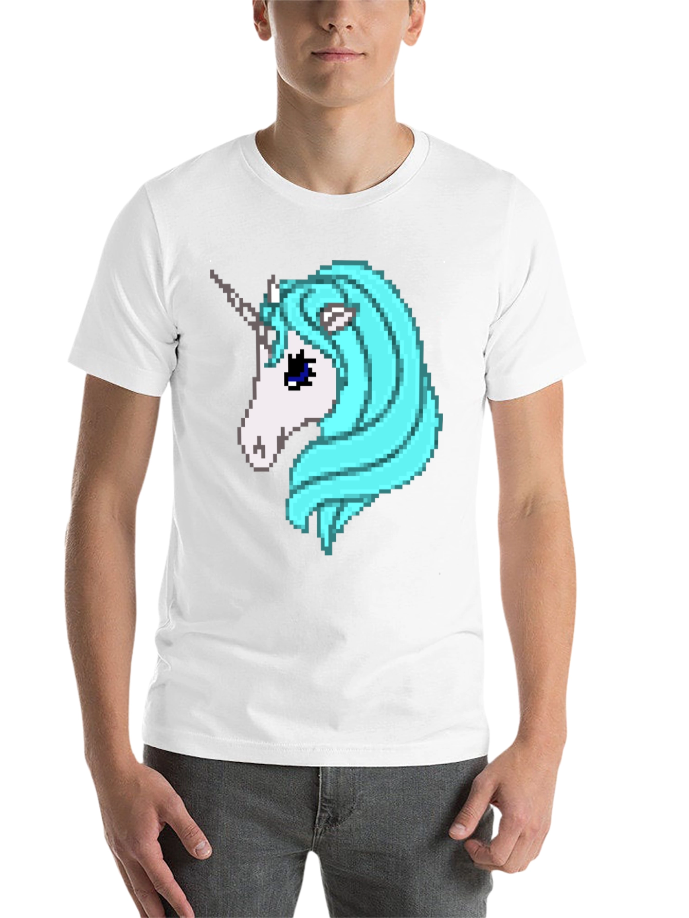 Black Pixel Unicorn Graphic Tee - Black Cotton Blend view 14