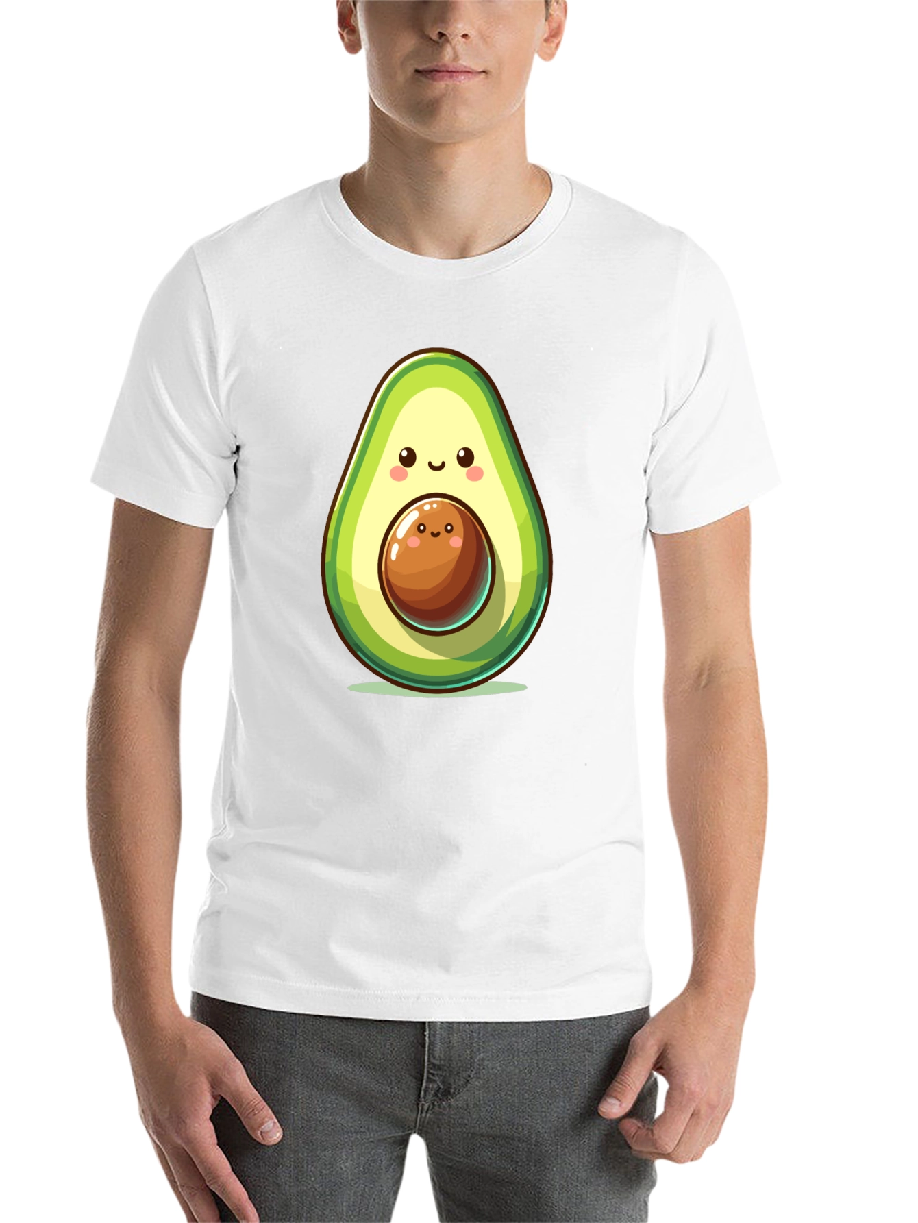 Black Cute Avocado Cartoon Graphic Black T-Shirt view 14