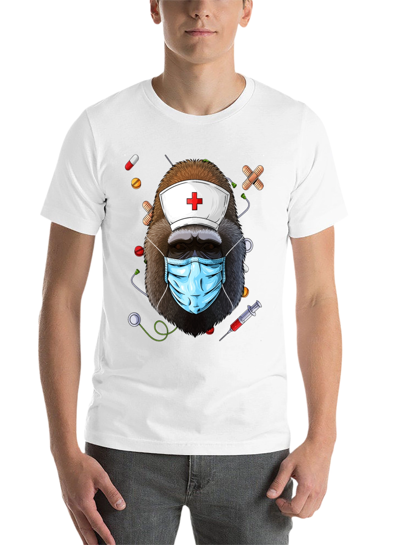 Black Nurse Gorilla T-Shirt - Medical Humor Tee view 14