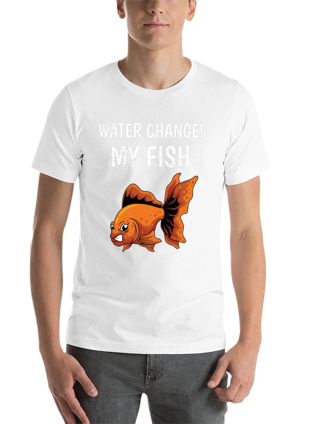 Black Funny Angry Goldfish Water Change T-Shirt view 14