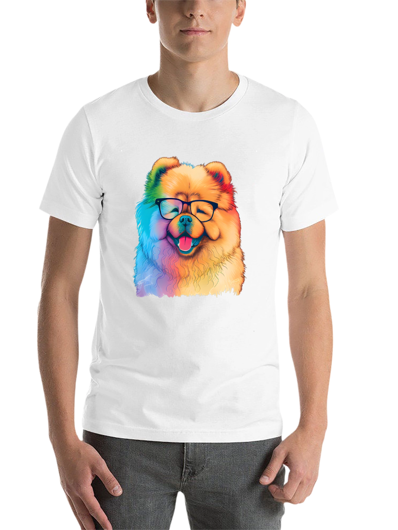 Black Rainbow Dog Glasses T-Shirt view 14