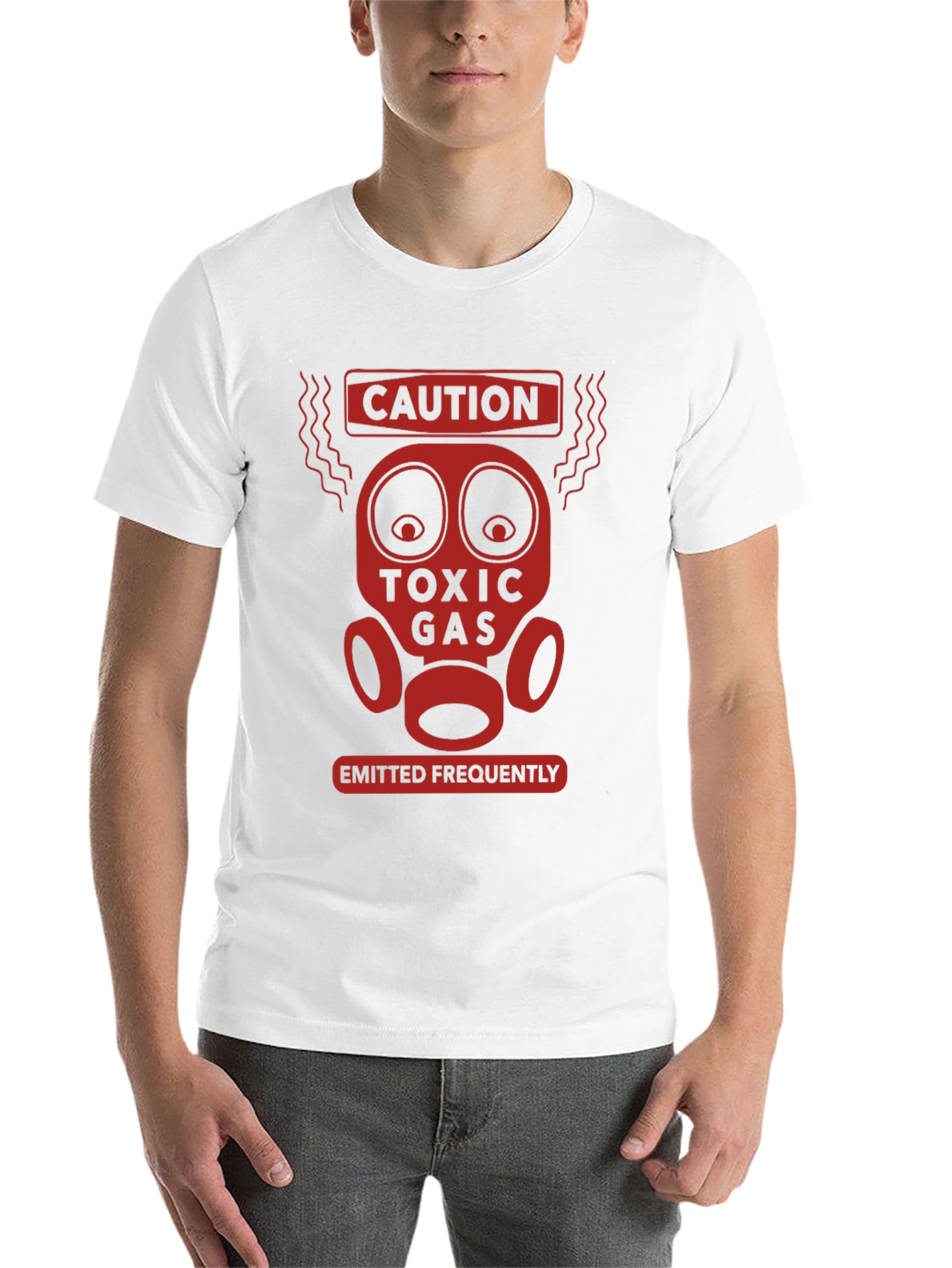 Black Caution Toxic Gas Funny Graphic T-Shirt view 14