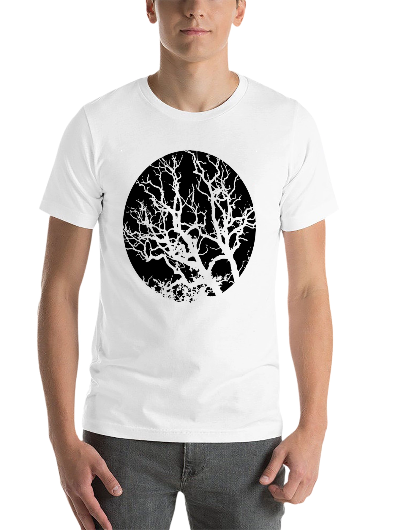 Black Black Tree Silhouette Graphic Tee - Men's Short Sleeve Crew Neck view 14