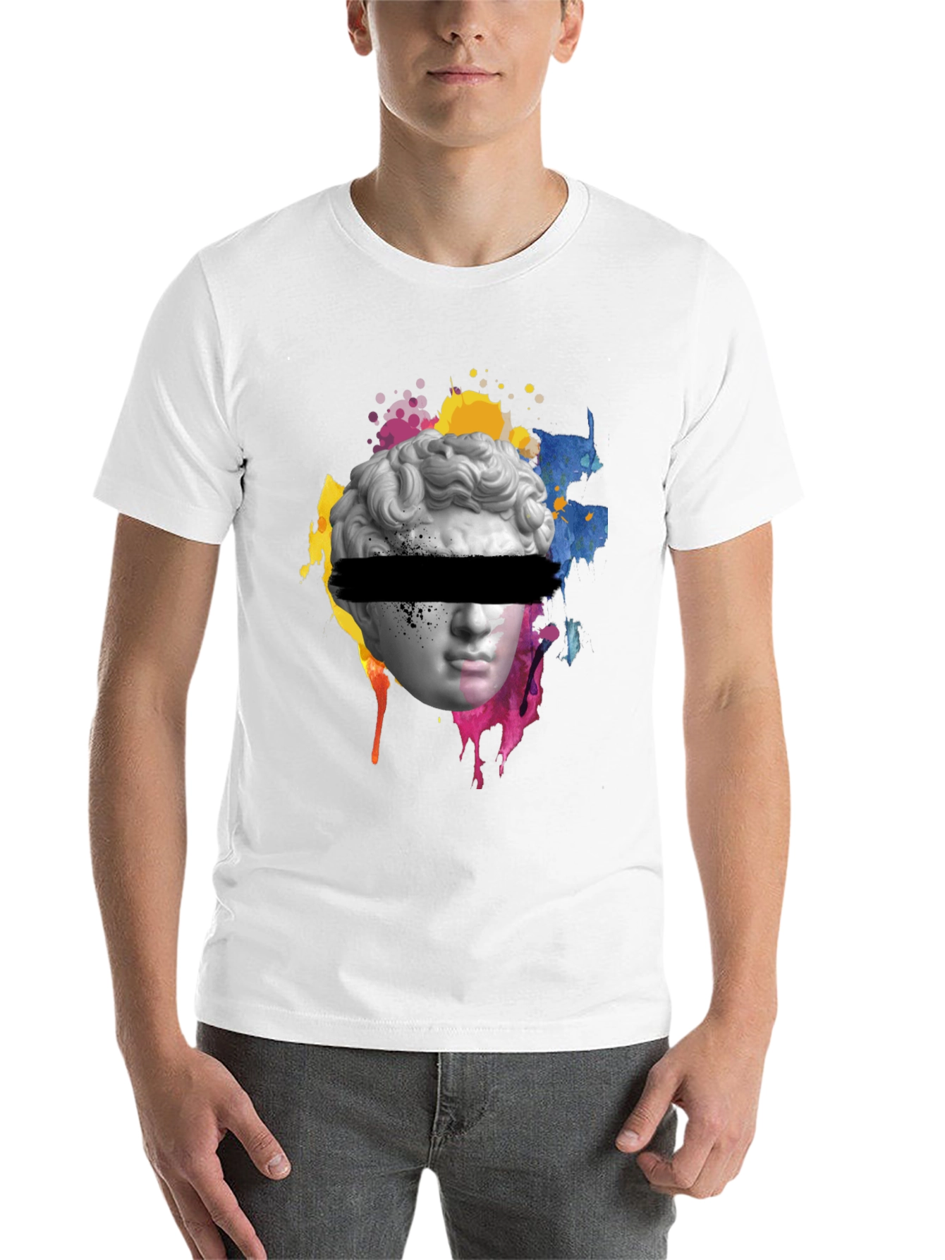 Black Statue Head Graphic Tee - Artistic Streetwear view 14