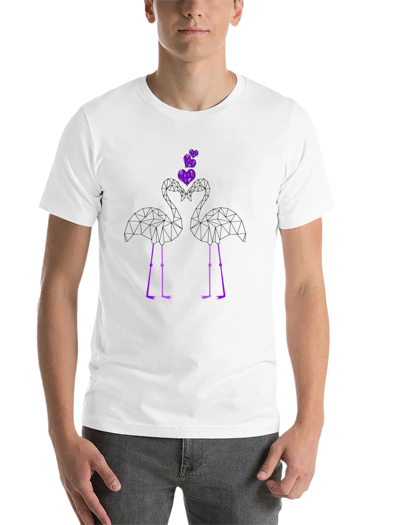 Black Geometric Flamingo Love Graphic T-Shirt view 14