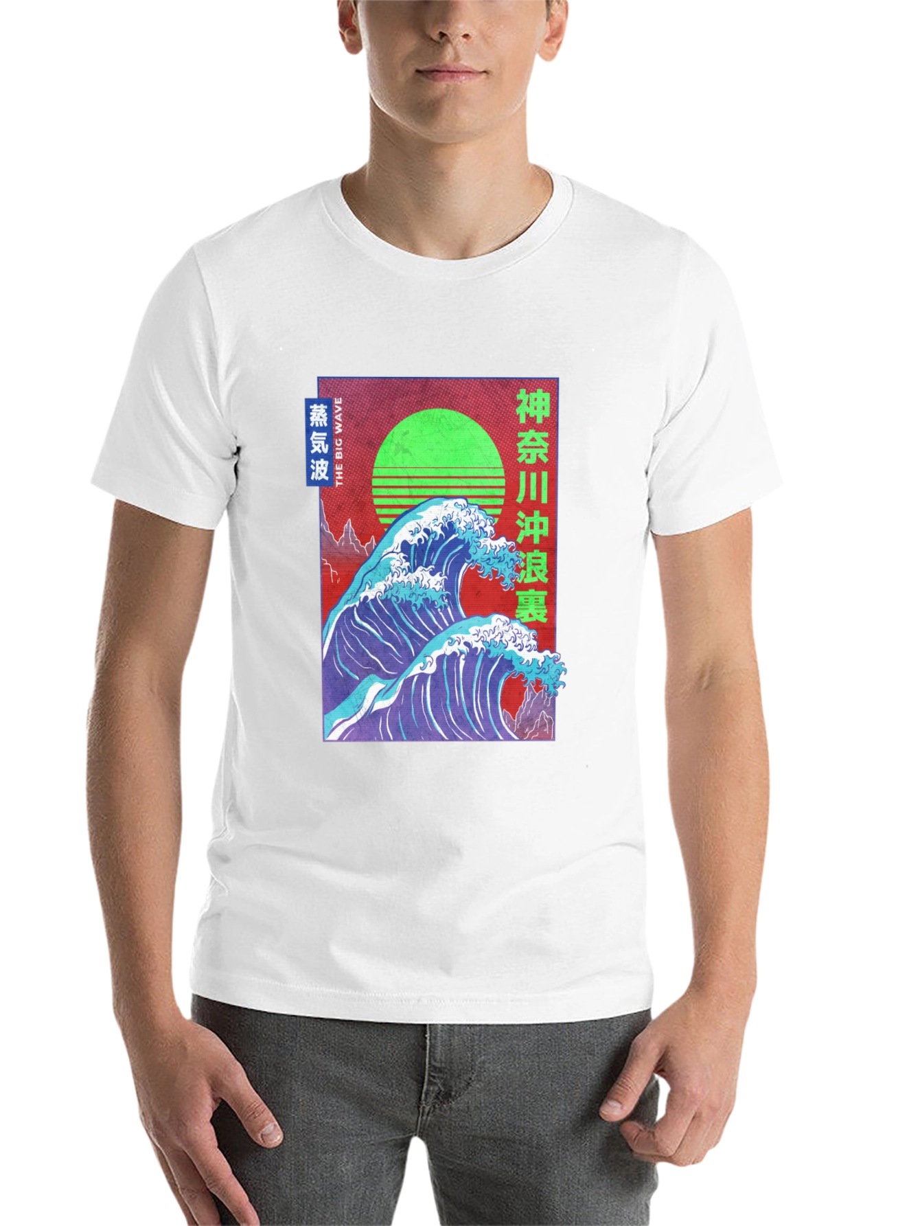Black Great Wave Vaporwave T-Shirt view 14