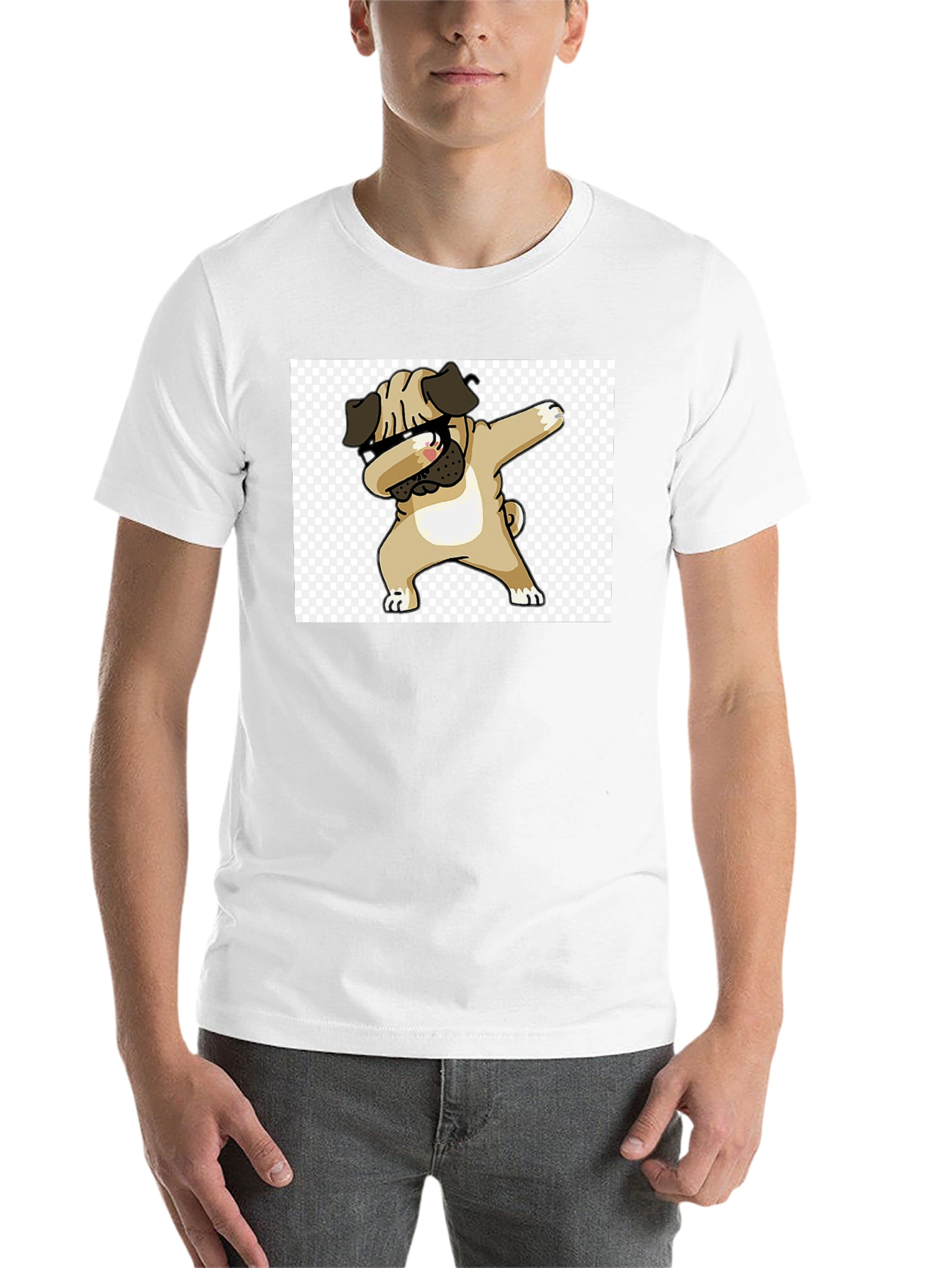 Black Dabbing Pug Black T-Shirt - Cool Novelty Tee view 14