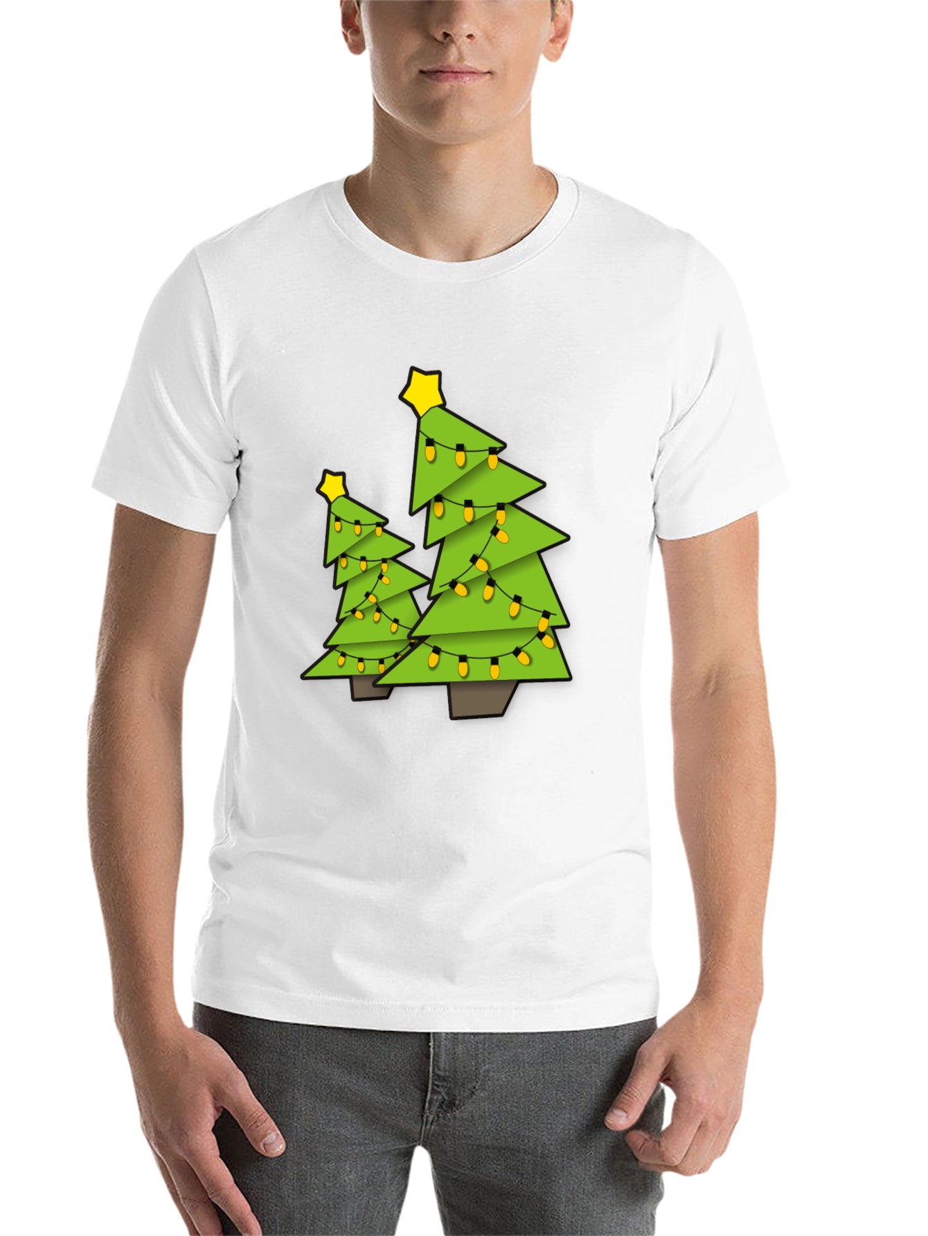 Black Festive Christmas Tree Graphic Tee - Black view 14